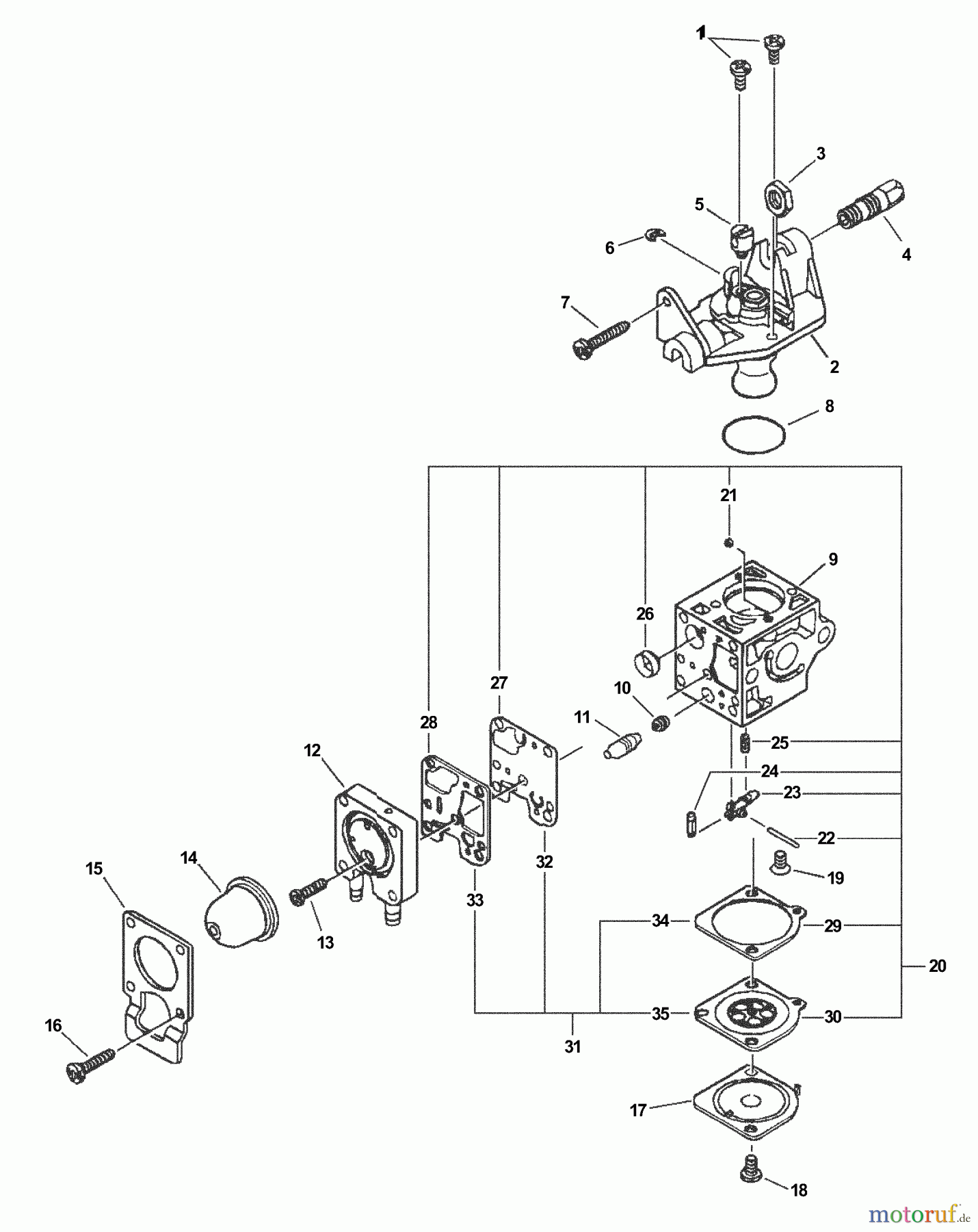  Echo Bläser / Sauger / Häcksler / Mulchgeräte	 ES-230 - Echo Shredder/Vacuum, S/N: 05001001 - 05999999 Carburetor -- RB-K67  S/N: 05001001 - 05001450