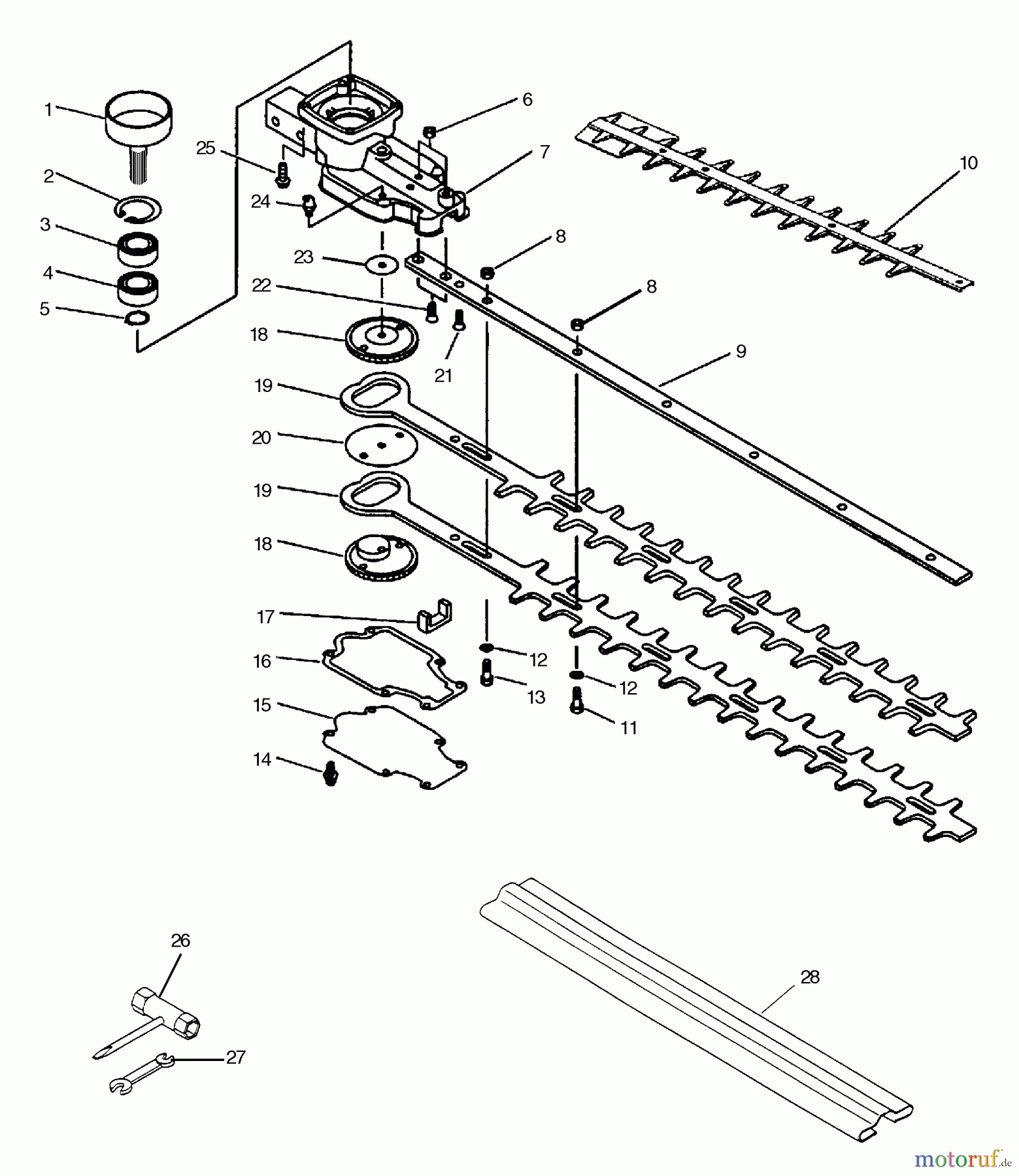 Echo Heckenscheren HC-1500 - Echo Hedge Trimmer (Type 2E) Gear Case, Blades, Tools