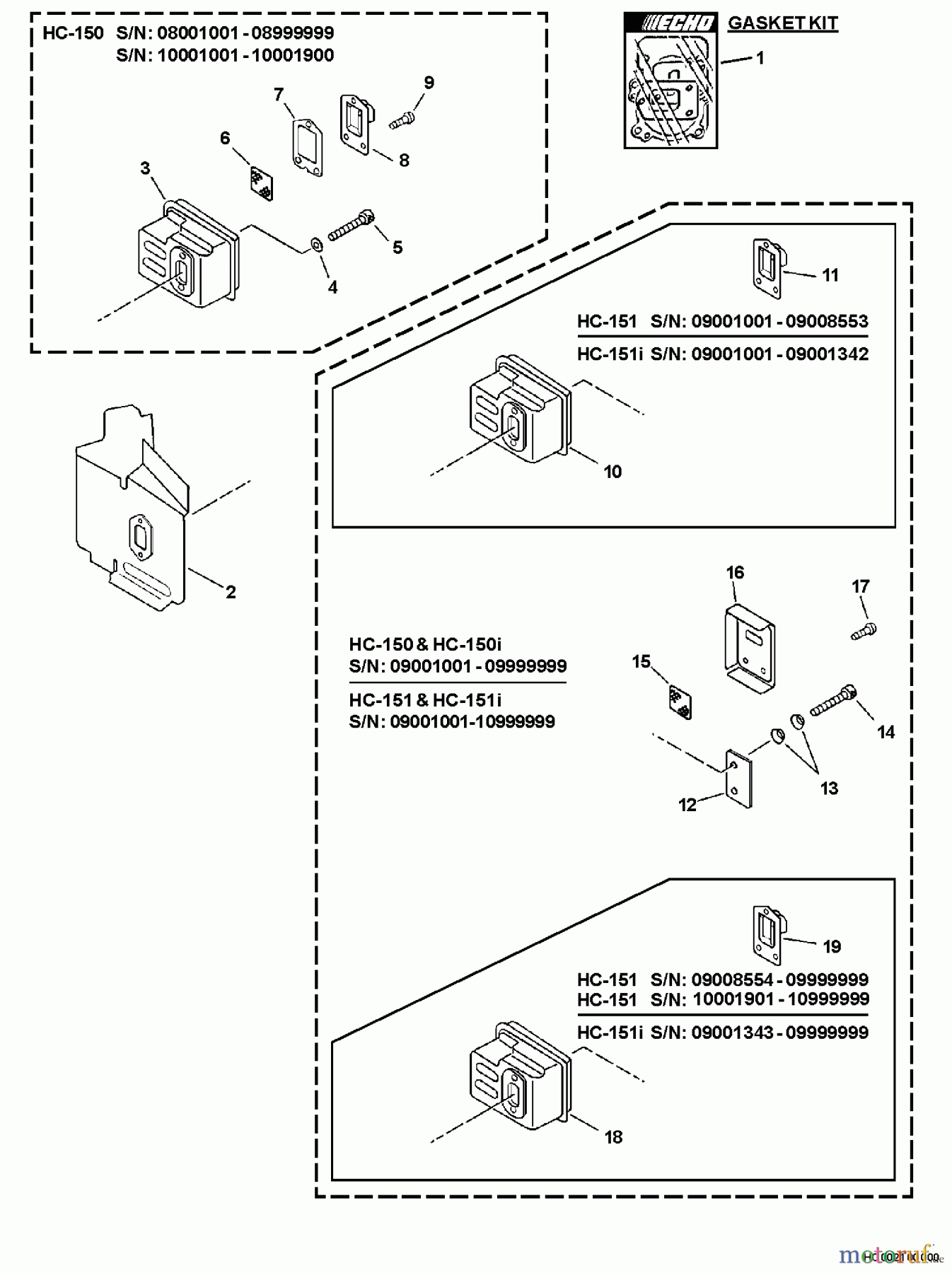 Echo Heckenscheren HC-150i - Echo Hedge Trimmer, S/N: 08001001 - 08999999 Exhaust