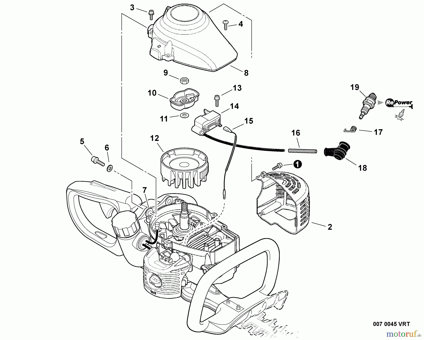 Echo Heckenscheren HC-155 - Echo Hedge Trimmer, S/N: S76212001001 - S76212999999 Ignition