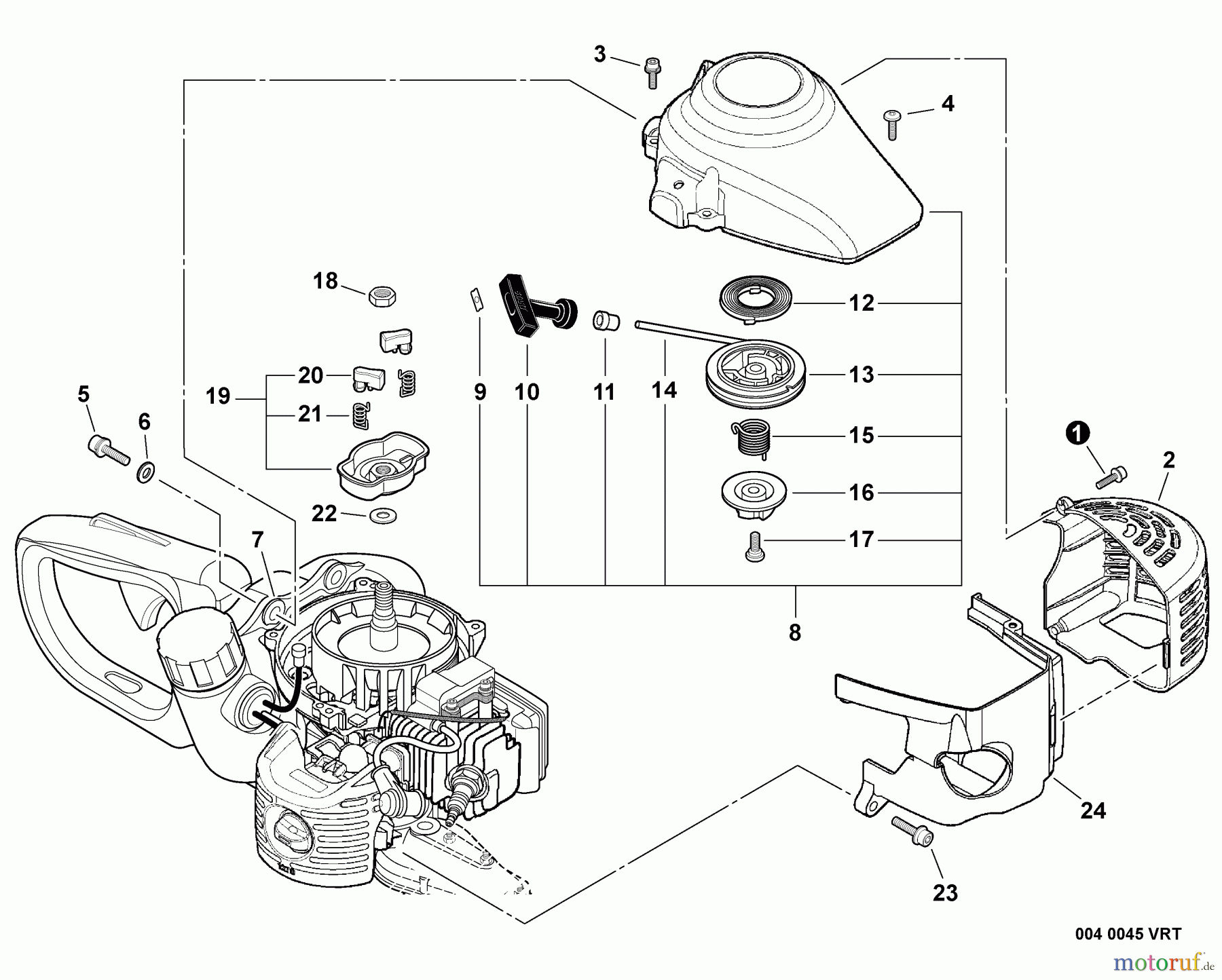 Echo Heckenscheren HC-155 - Echo Hedge Trimmer, S/N: S76212001001 - S76212999999 Starter, Engine Cover