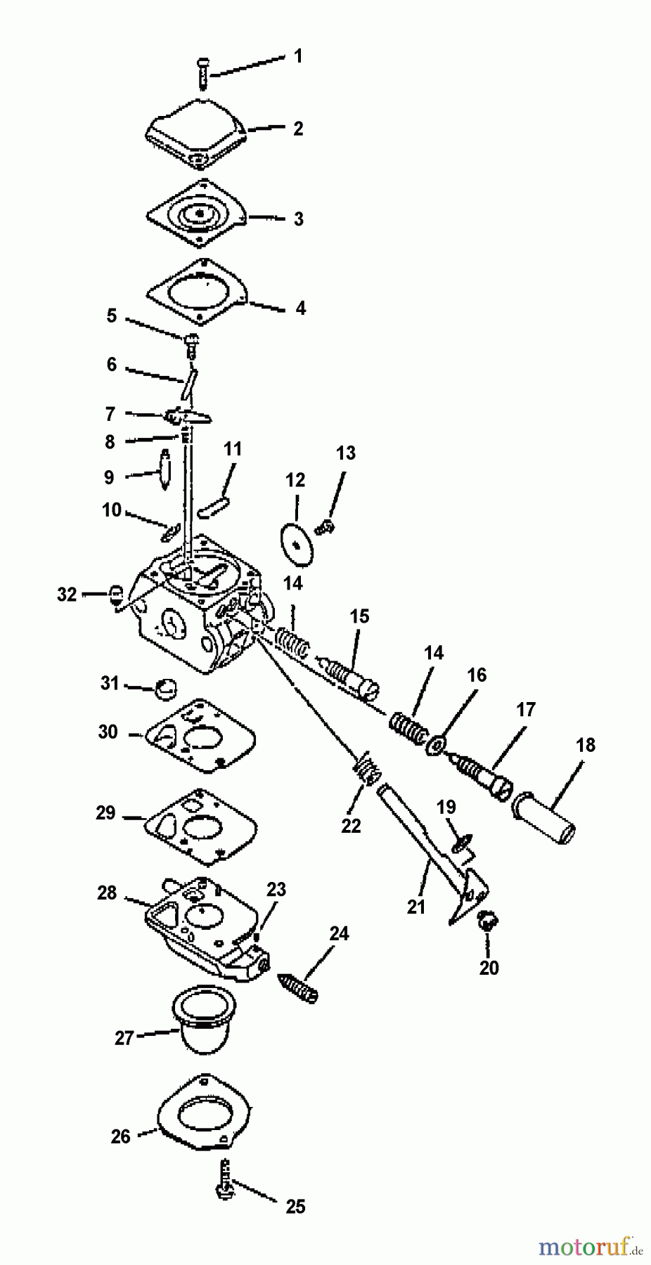 Echo Heckenscheren HC-1600 - Echo Hedge Trimmer (Type 1) Carburetor S/N: 028000-047406