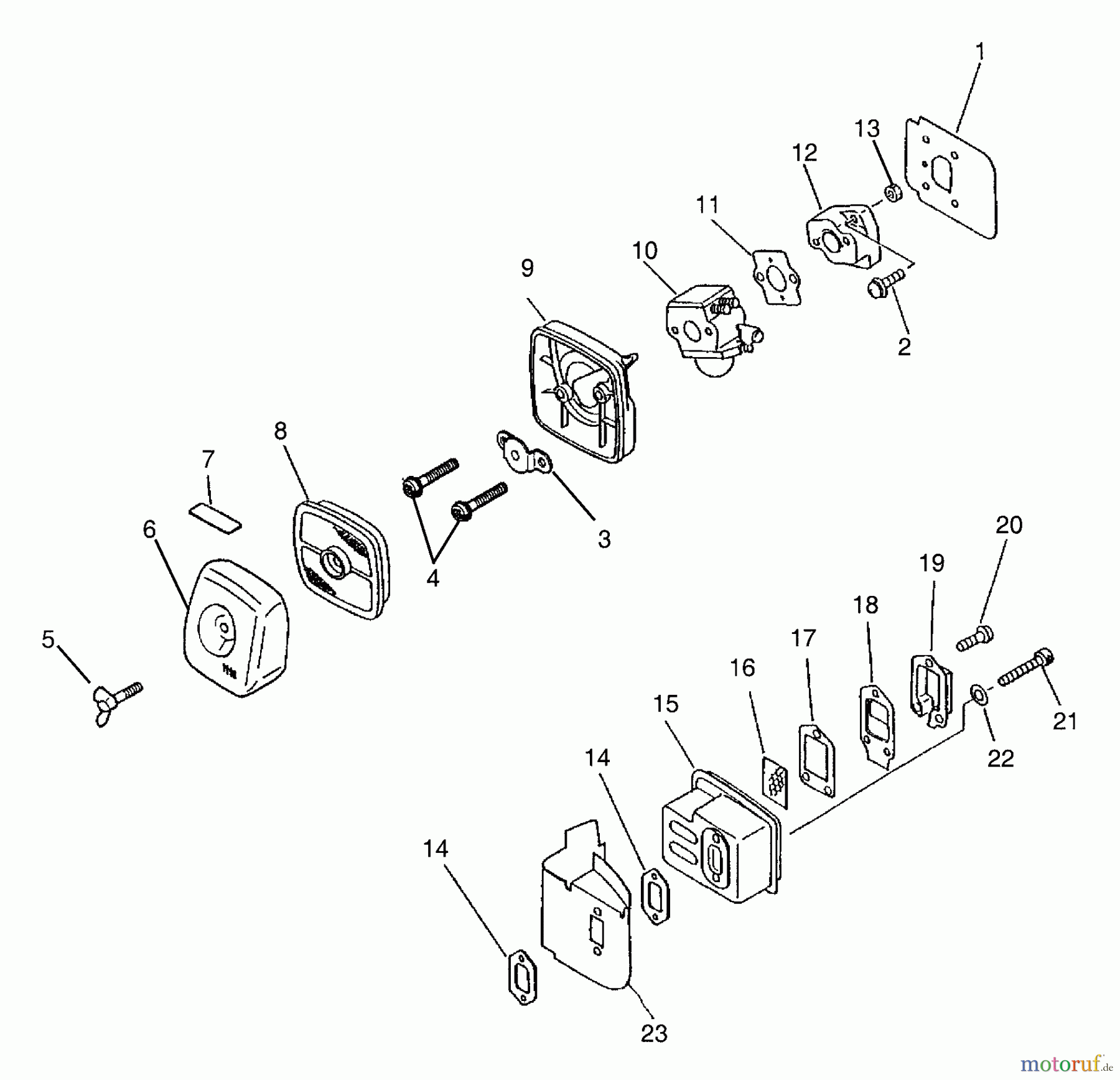Echo Heckenscheren HC-1600 - Echo Hedge Trimmer (Type 1E) Intake, Air Cleaner, Exhaust