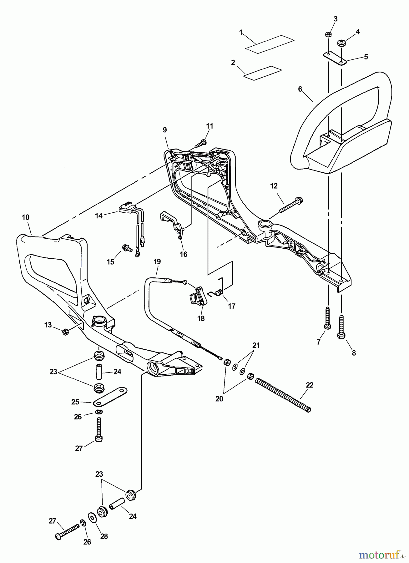 Echo Heckenscheren HC-161 - Echo Hedge Trimmer, S/N: 02001001 - 02999999 Stop Switch, Throttle Cable, Handles