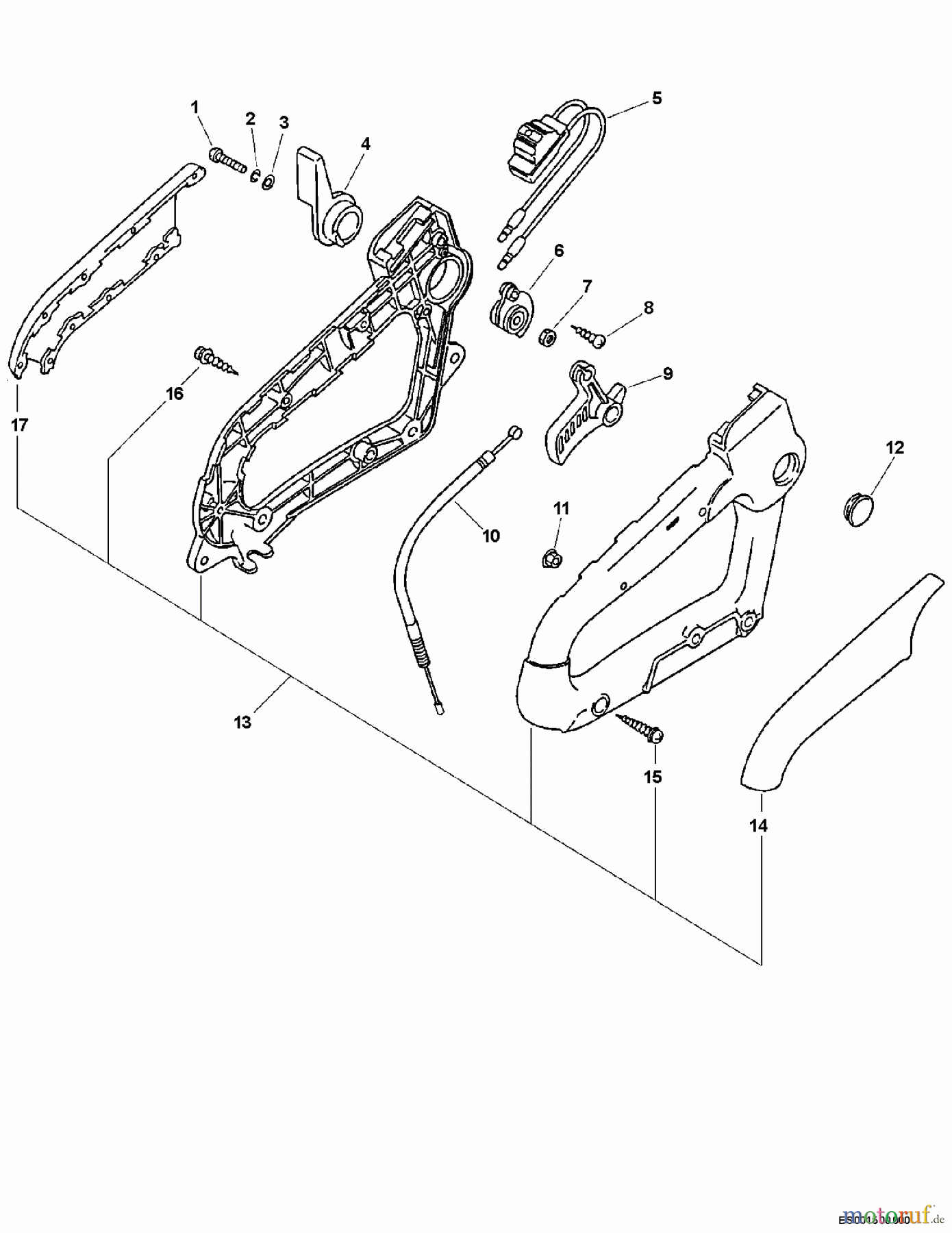  Echo Bläser / Sauger / Häcksler / Mulchgeräte	 ES-231 - Echo Shredder/Vacuum, S/N: 06001001 - 06999999 Handle, Ignition Switch, Throttle Cable