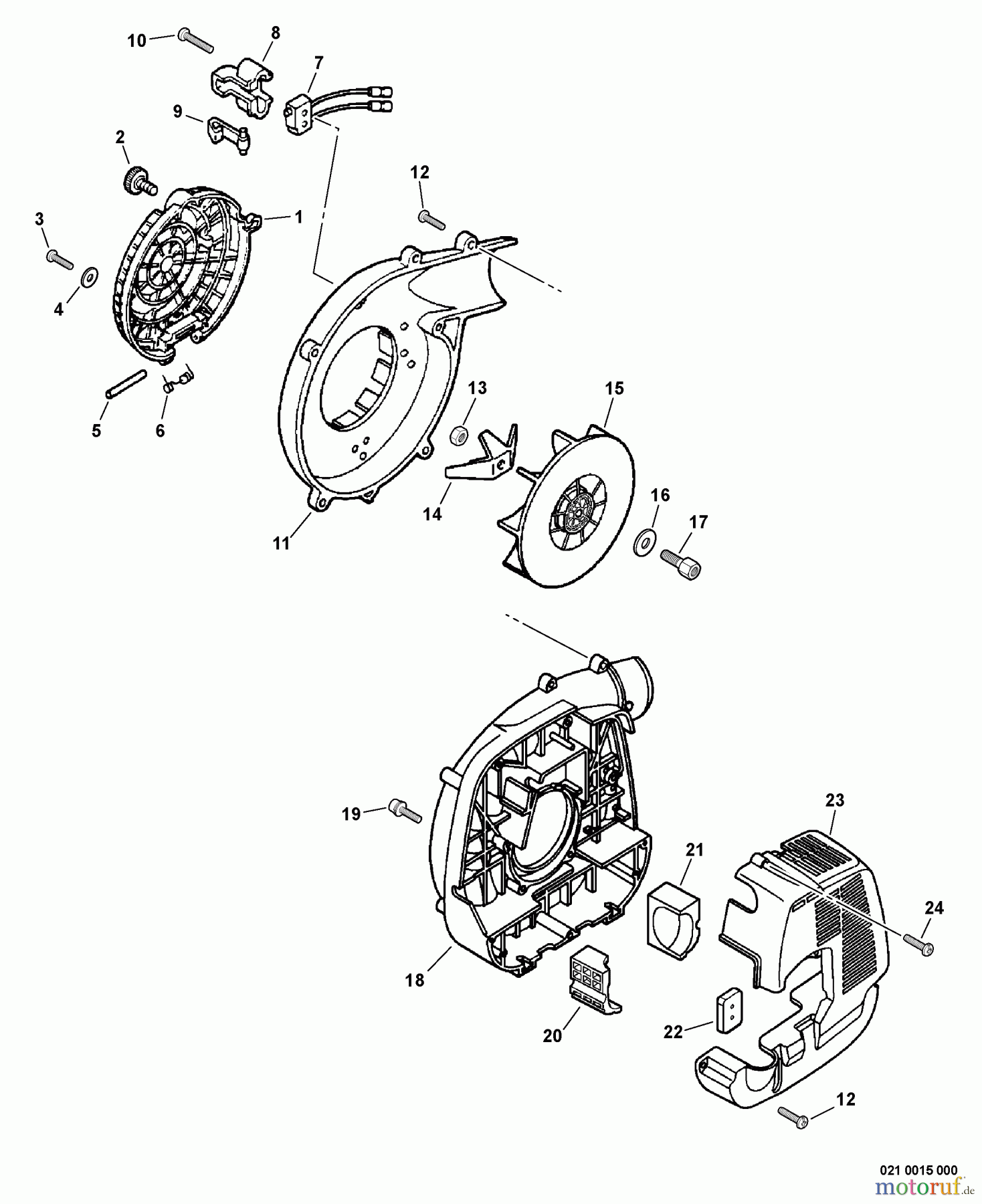  Echo Bläser / Sauger / Häcksler / Mulchgeräte	 ES-230 - Echo Shredder/Vacuum, S/N: P18912001001 - P18912999999 Fan Case