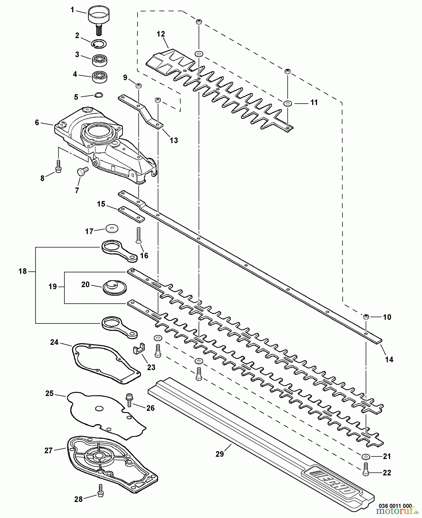Echo Heckenscheren HC-180 - Echo Hedge Trimmer, S/N: S78012001001 - S78012999999 Gear Case, Blades