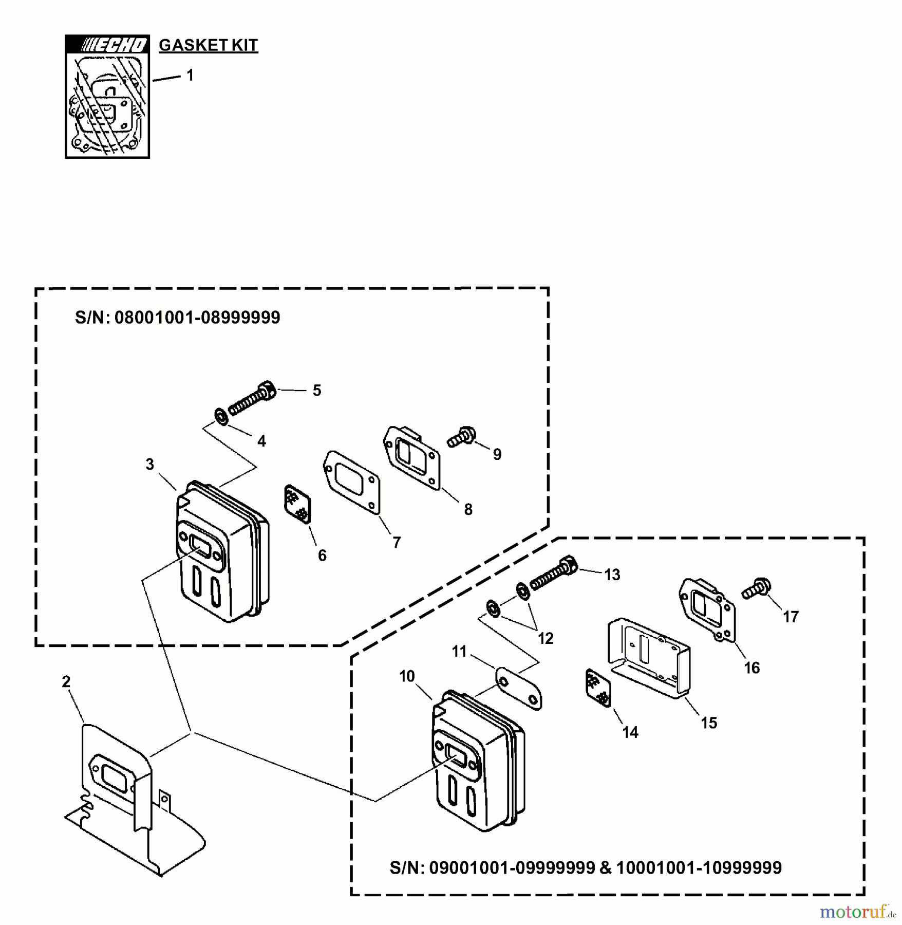 Echo Heckenscheren HC-180 - Echo Hedge Trimmer, S/N: 08001001 - 08999999 Exhaust