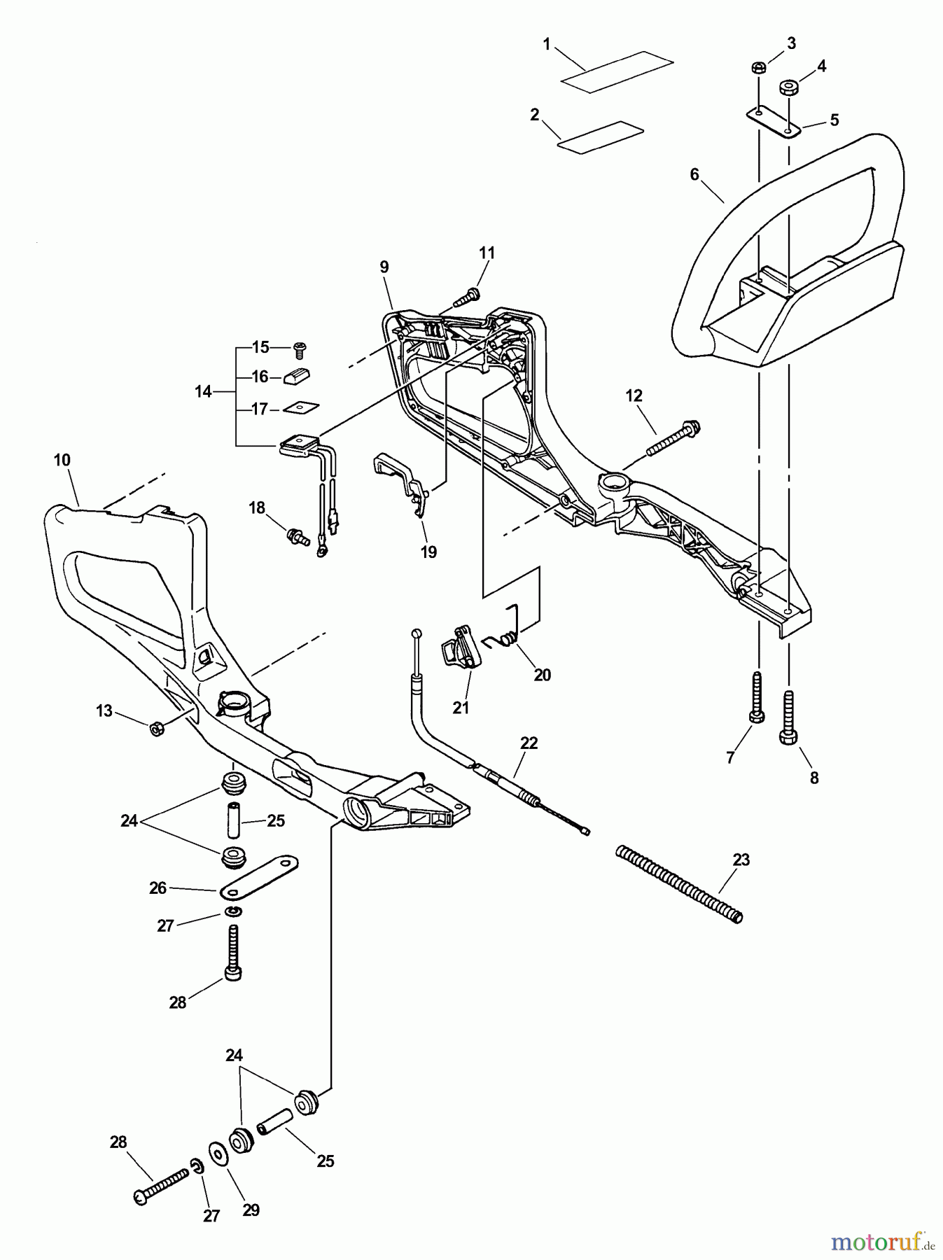 Echo Heckenscheren HC-180 - Echo Hedge Trimmer, S/N: 05001001 - 05999999 Handle, Throttle, Stop Switch