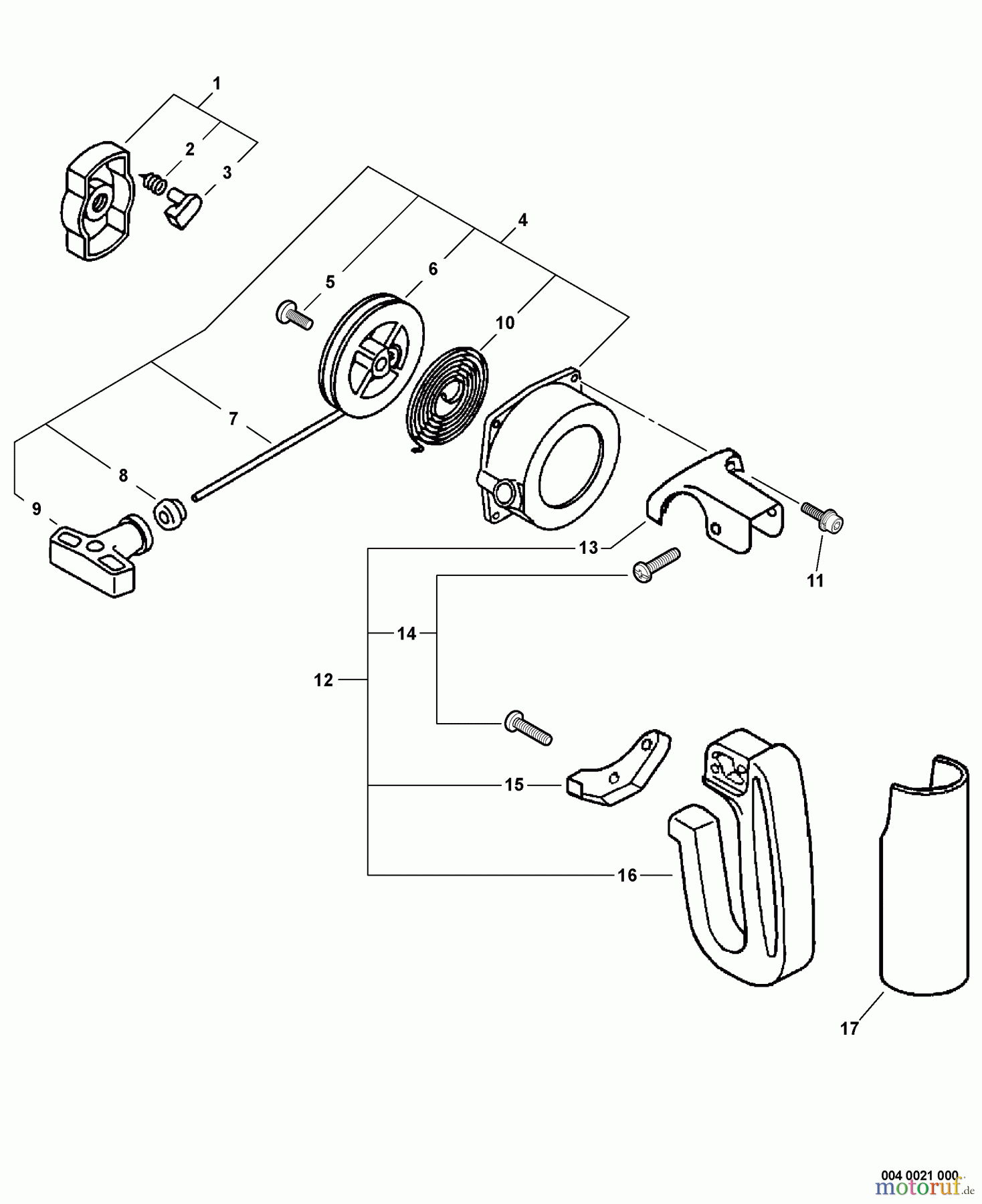 Echo Bläser / Sauger / Häcksler / Mulchgeräte ES-231 - Echo Shredder/Vacuum, S/N: P05611001001 - P05611999999 Starter, Side Handle