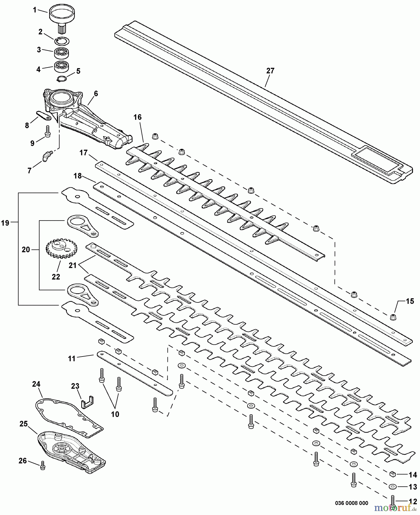 Echo Heckenscheren HC-185 - Echo Hedge Trimmer, S/N: S84113001001 - S84113999999 Gear Case, Blades