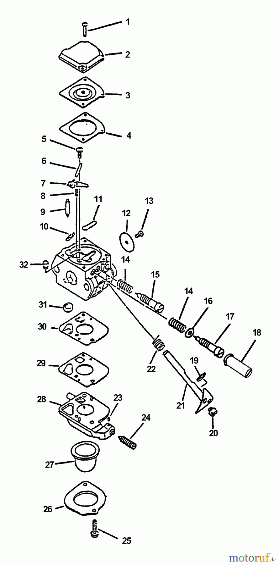 Echo Heckenscheren HC-2000 - Echo Hedge Trimmer (Type 1) Carburetor  S/N: 016000 - 037263