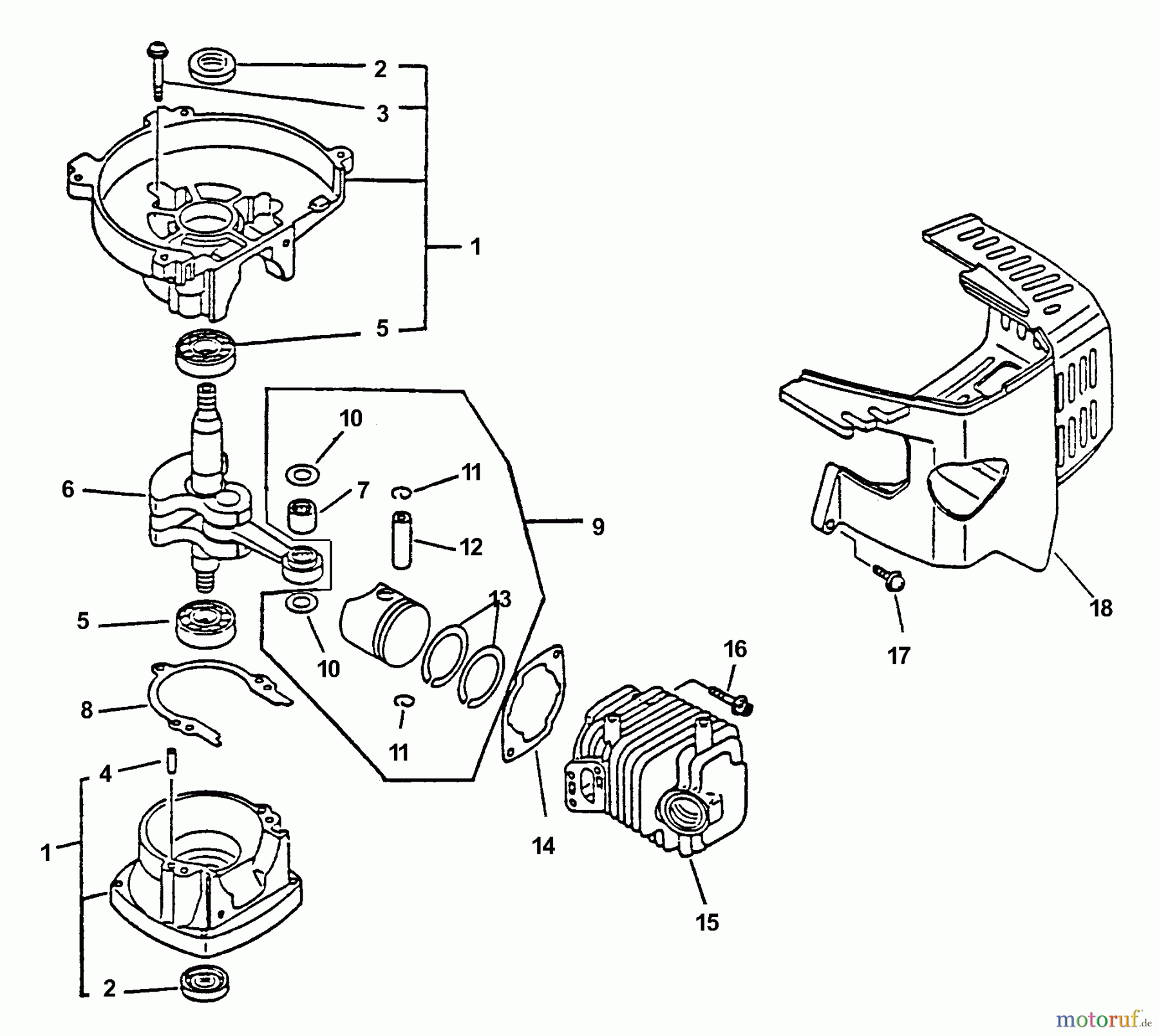  Echo Heckenscheren HC-2000 - Echo Hedge Trimmer (Type 1) Crankcase, Engine, Engine Cover, Fan Case