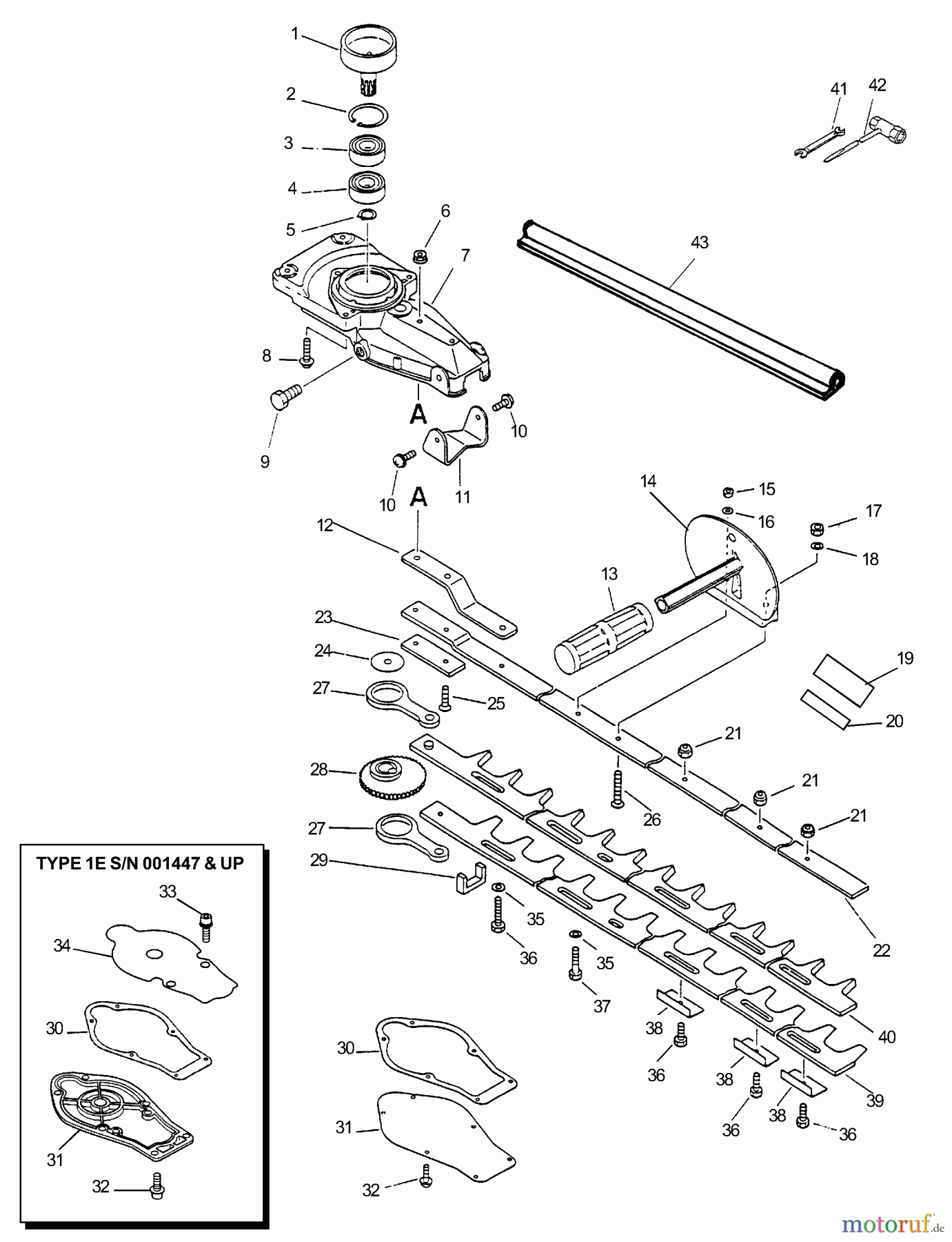 Echo Heckenscheren HC-2000 - Echo Hedge Trimmer (Type 1E) Gear Case, Blades, Handle