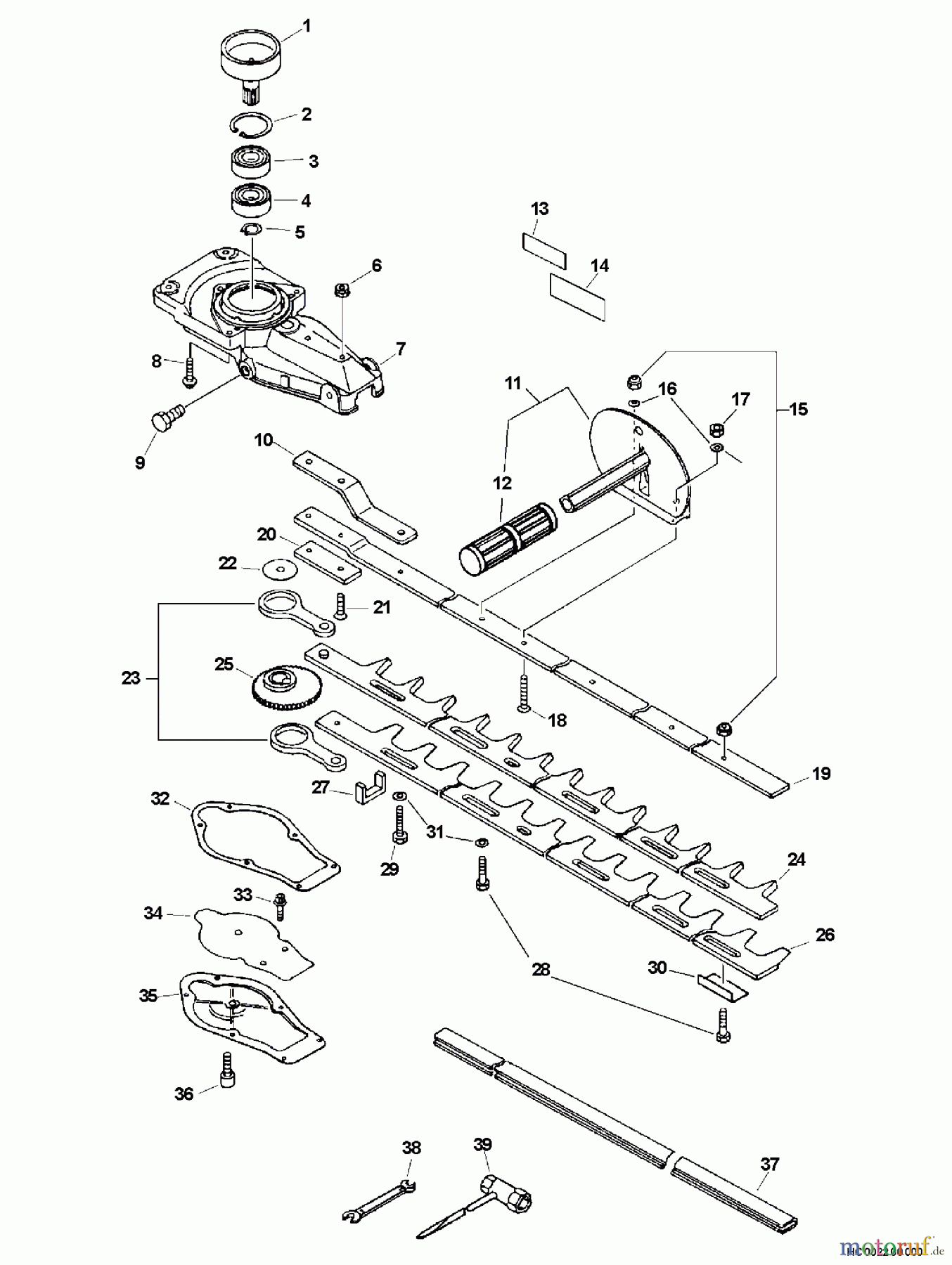 Echo Heckenscheren HC-200 - Echo Hedge Trimmer, S/N: 10001001 - 10999999 Blades, Gear Case, Tools