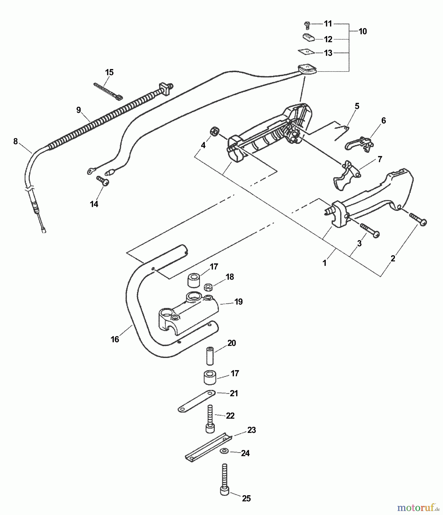 Echo Heckenscheren HC-200 - Echo Hedge Trimmer, S/N: 10001001 - 10999999 Handle, Ignition Switch, Throttle Cable
