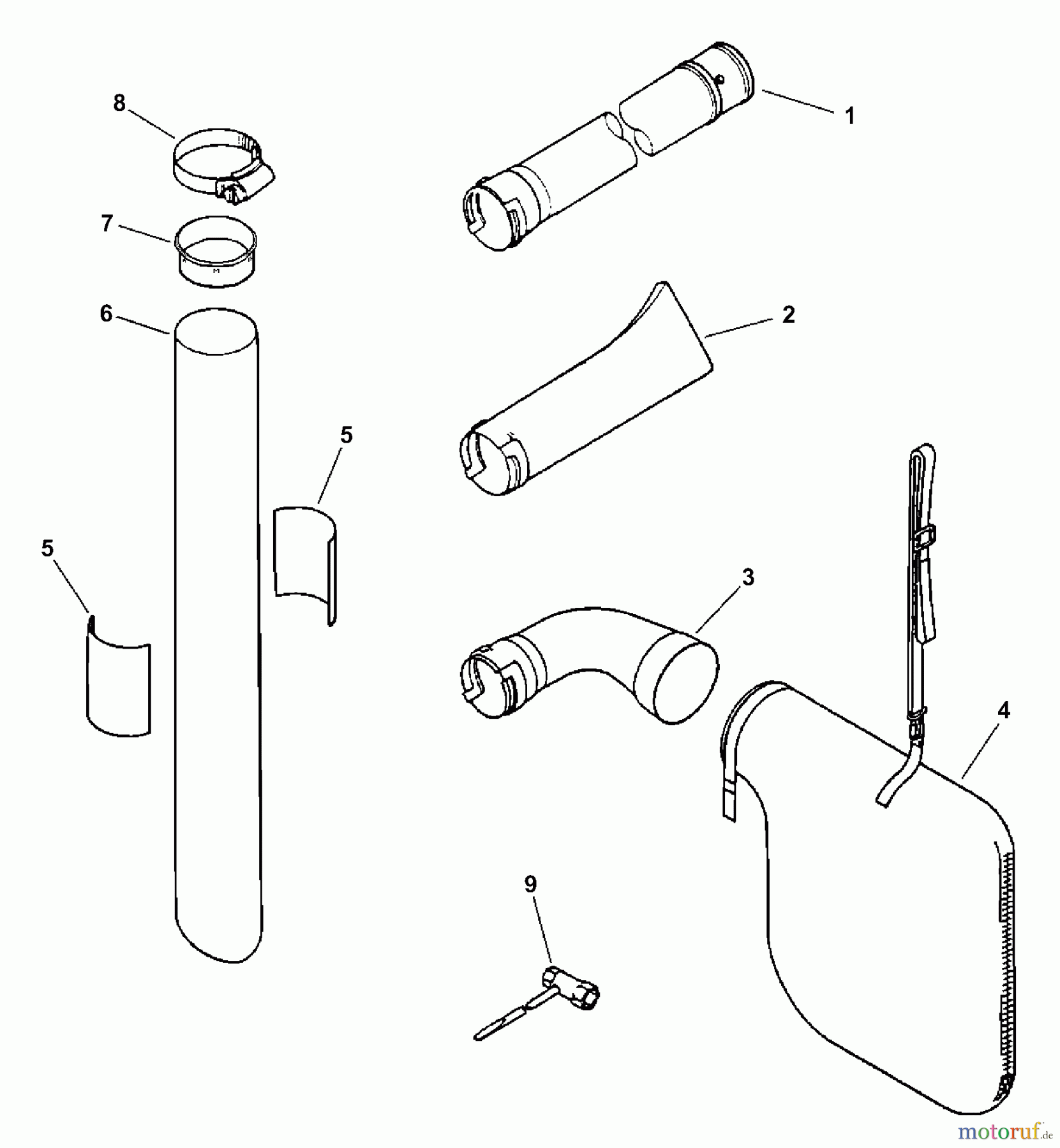 Echo Bläser / Sauger / Häcksler / Mulchgeräte ES-2400 - Echo Shredder/Vacuum (Type 1E) Blower Tubes, Dust Bag, Tools