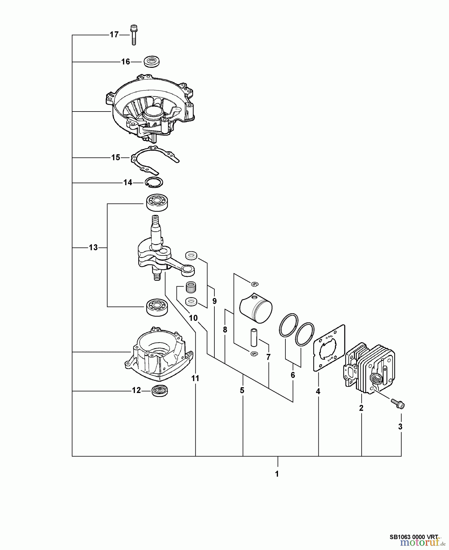 Echo Heckenscheren HC-230 - Echo Hedge Trimmer, S/N: S76512001001 - S76512999999 Engine, Short Block -- SB1063