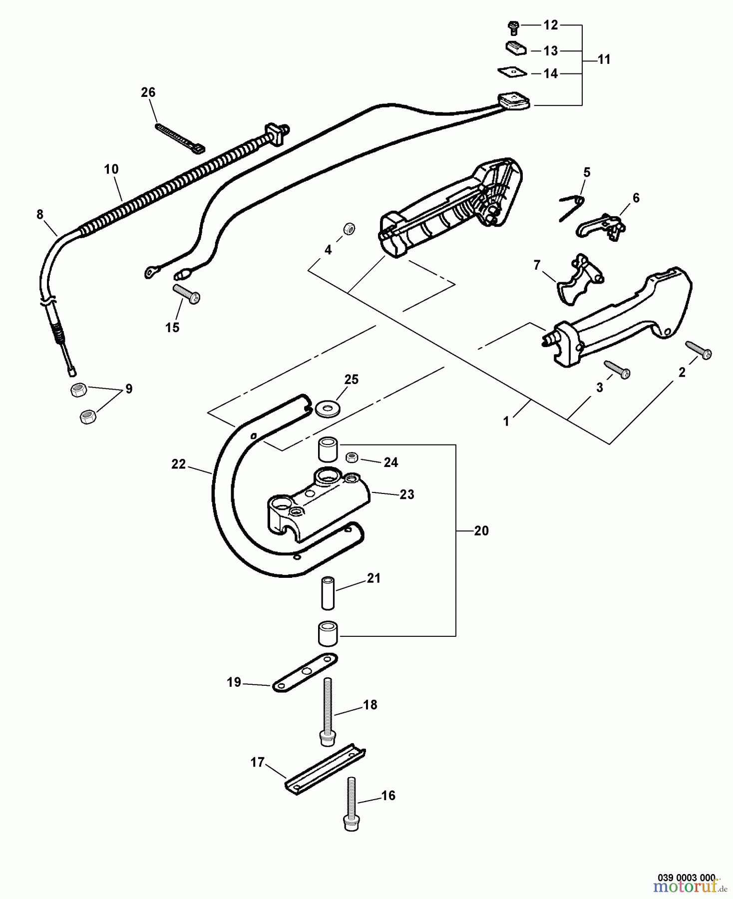 Echo Heckenscheren HC-230 - Echo Hedge Trimmer, S/N: S76512001001 - S76512999999 Handle, Ignition Switch, Throttle Cable