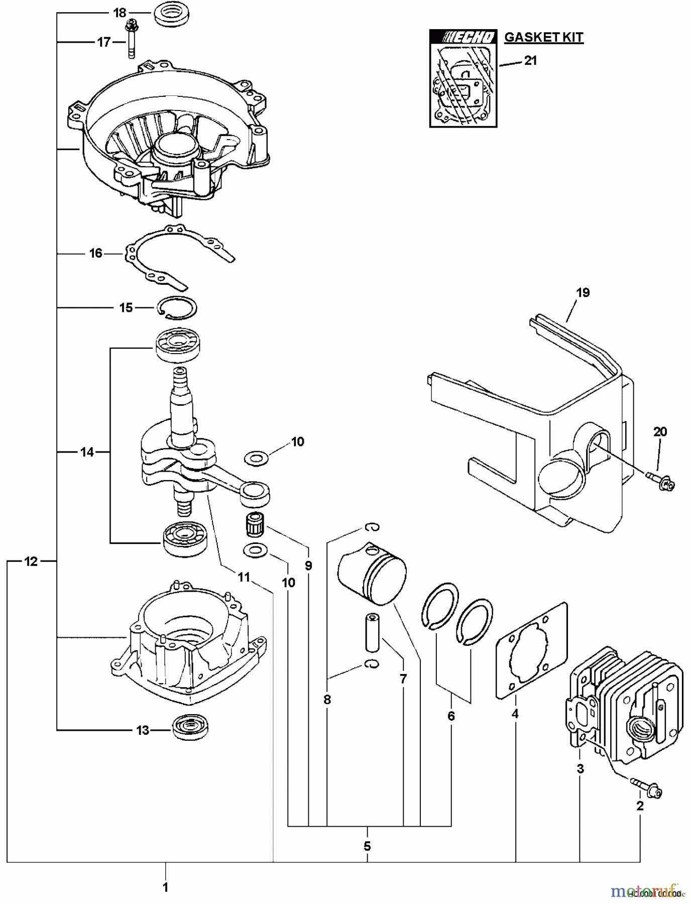  Echo Heckenscheren HC-234 - Echo Hedge Trimmer, S/N: 02001001 - 02999999 Engine, Short Block, Cylinder Cover