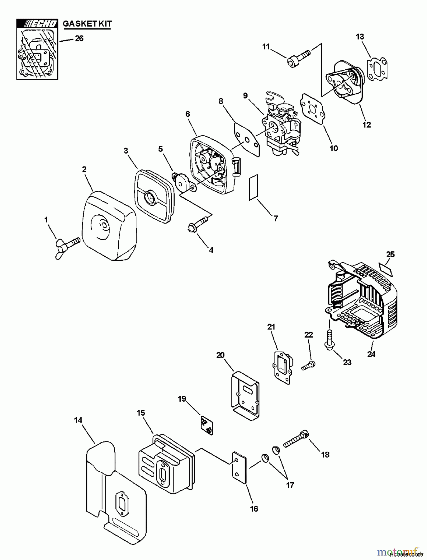  Echo Heckenscheren HC-234 - Echo Hedge Trimmer, S/N: 02001001 - 02999999 Intake, Exhaust