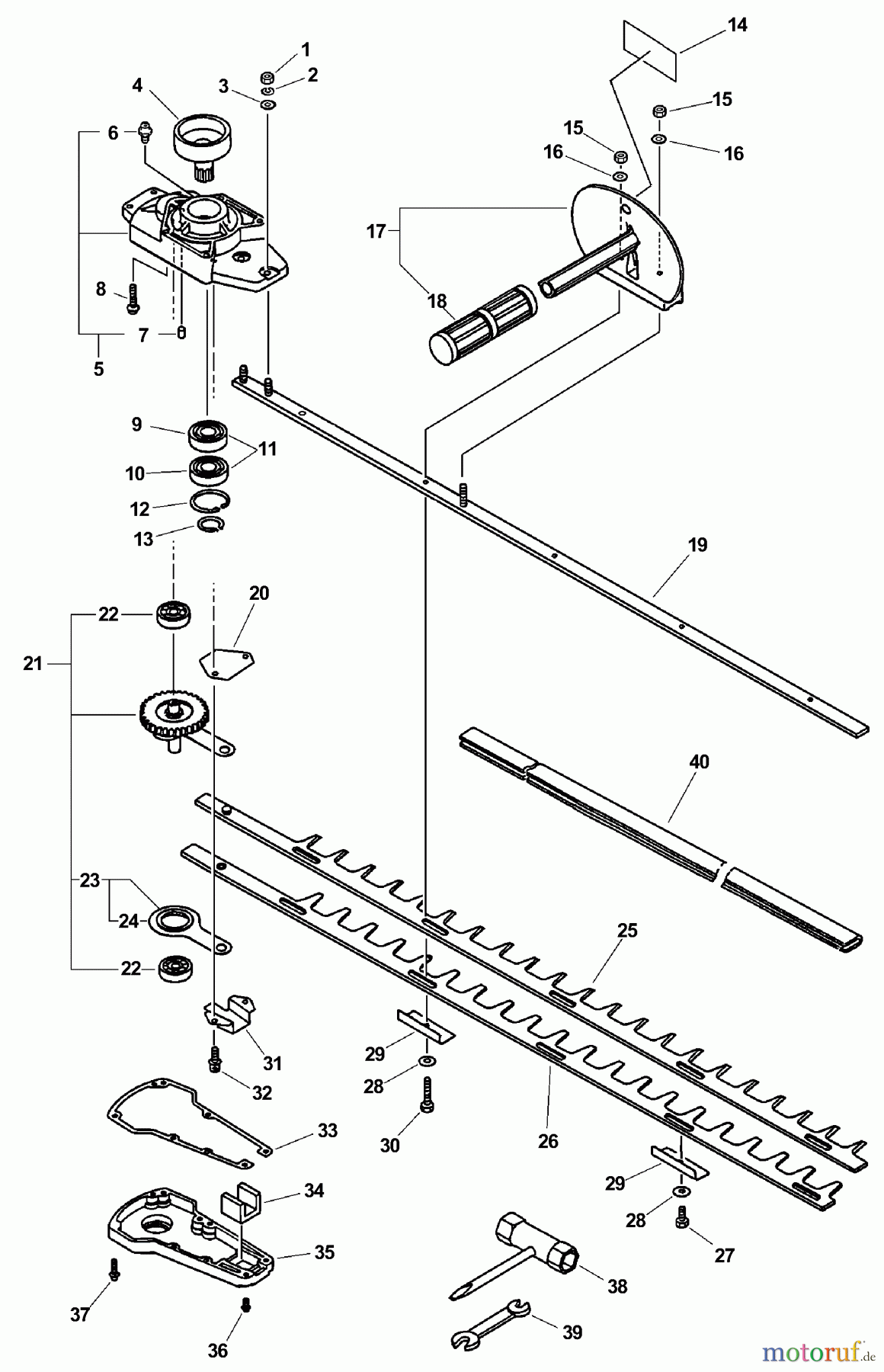 Echo Heckenscheren HC-2400 - Echo Hedge Trimmer (Type 2E) Gear Case, Blades, Tools