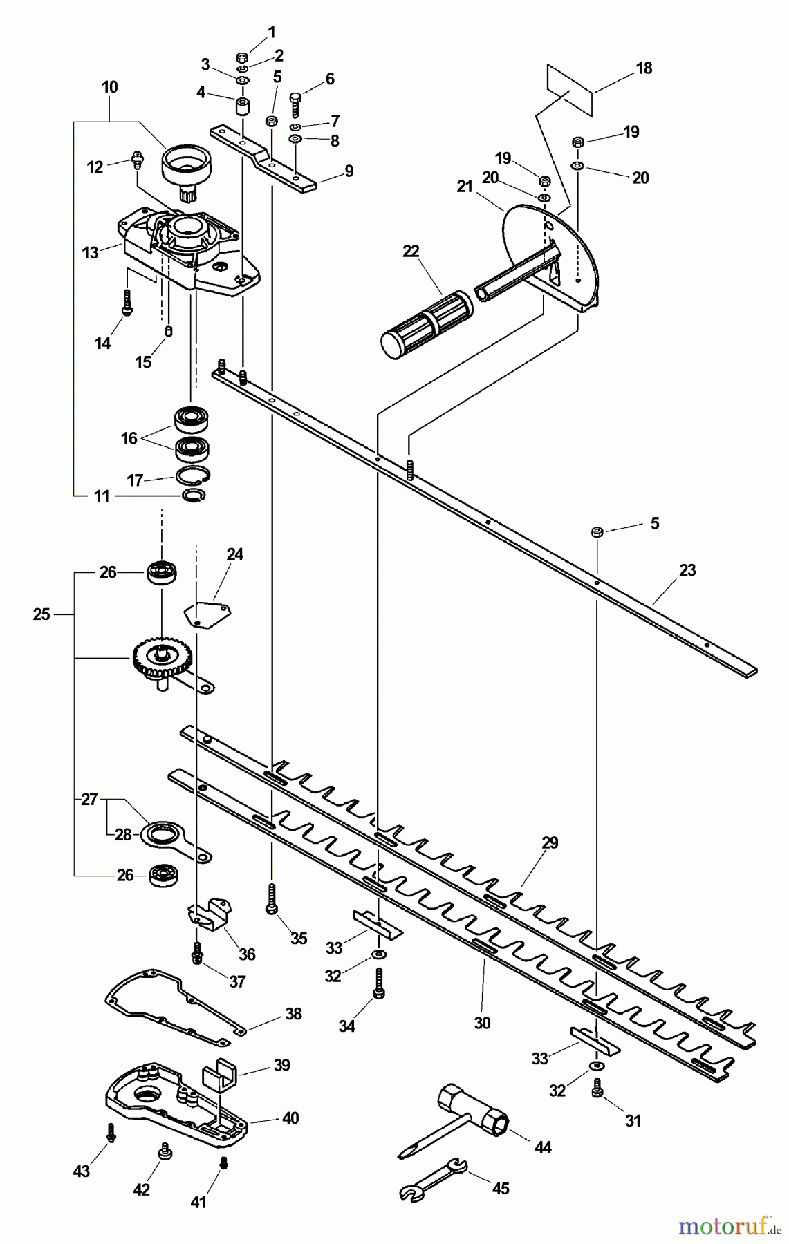 Echo Heckenscheren HC-2400 - Echo Hedge Trimmer (Type 1) Gear Case, Blades, Tools