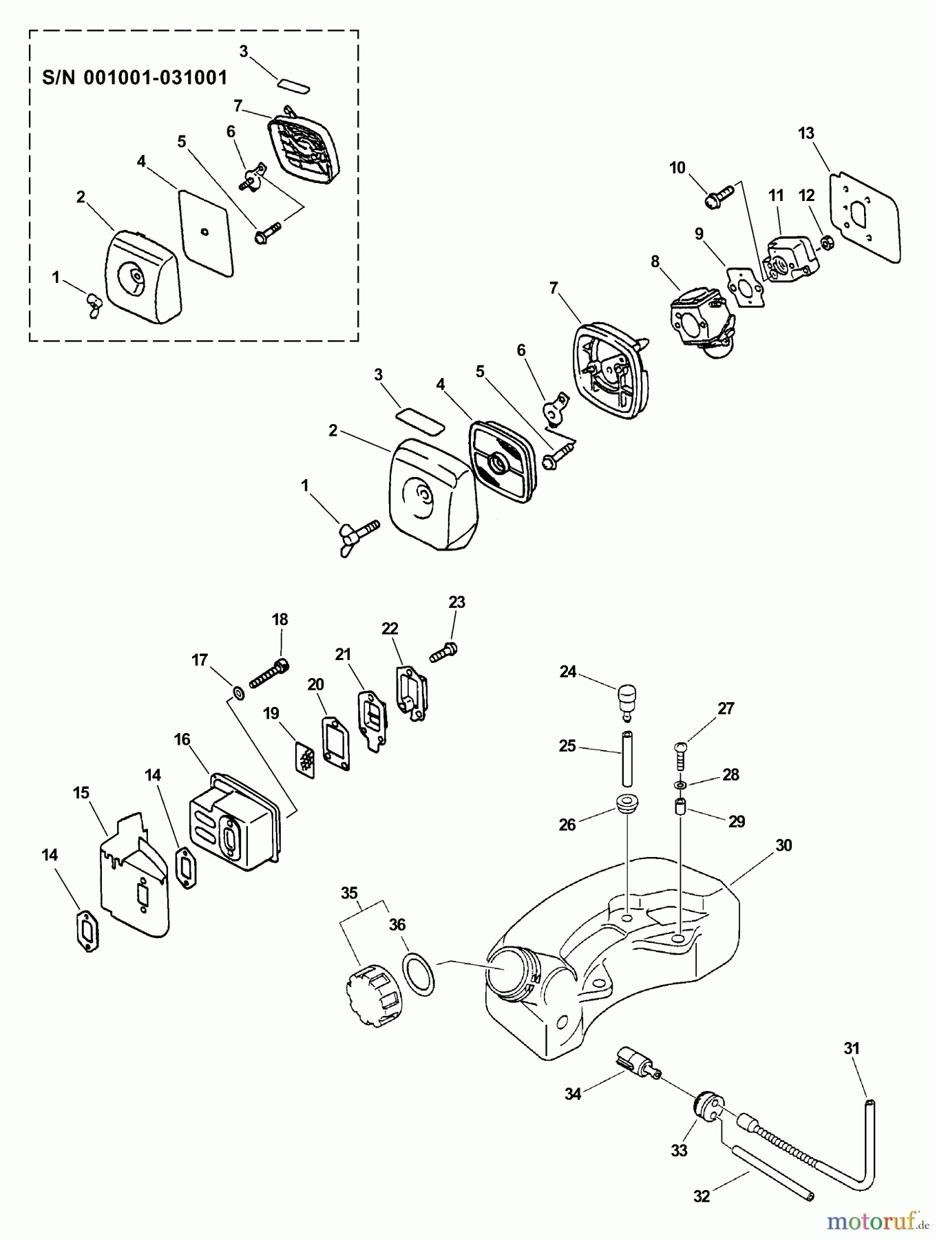 Echo Heckenscheren HC-2400 - Echo Hedge Trimmer (Type 1) Intake, Exhaust, Fuel System