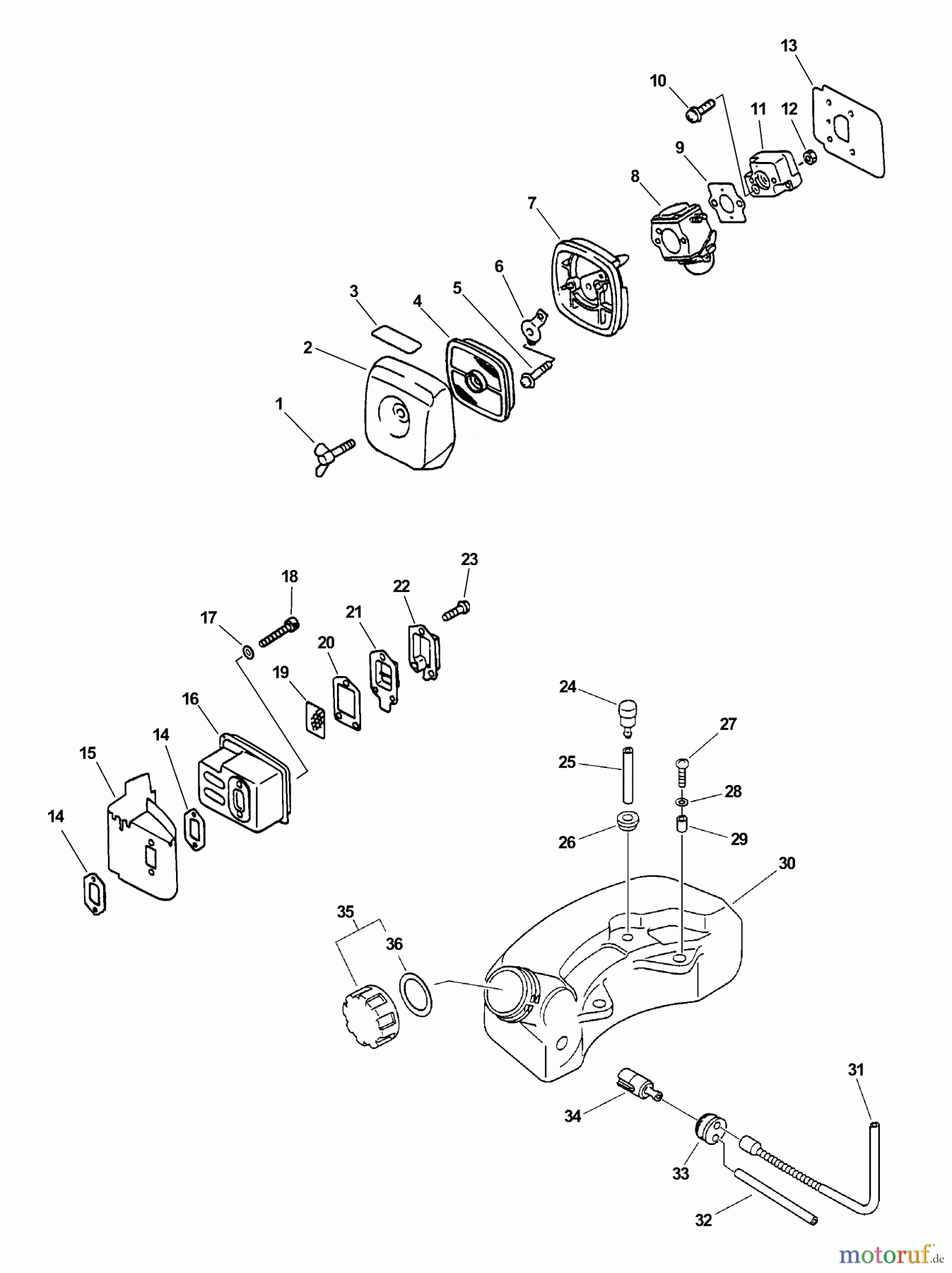 Echo Heckenscheren HC-2400 - Echo Hedge Trimmer (Type 1E) Intake, Exhaust, Fuel System