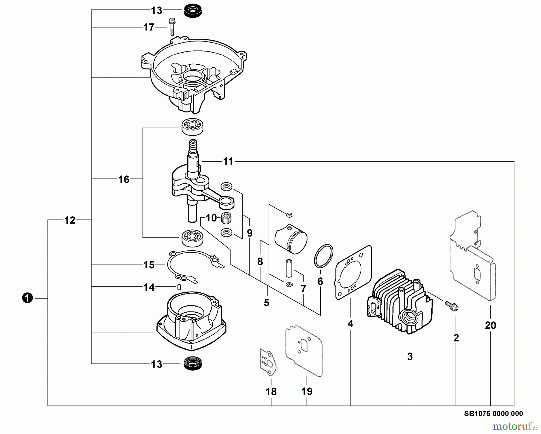 Echo Heckenscheren HC-155 - Echo Hedge Trimmer, S/N: S83713001001 - S83713999999 Engine, Short Block -- SB1075