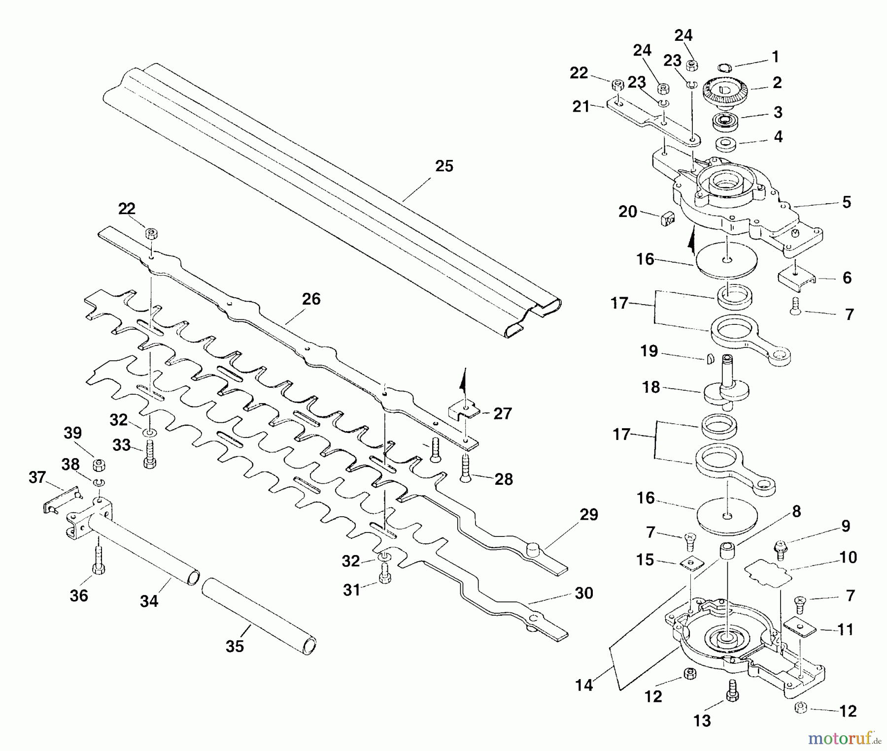  Echo Heckenscheren HCA-2400 - Echo Hedge Trimmer (Type 1E) Gearcase, Blades