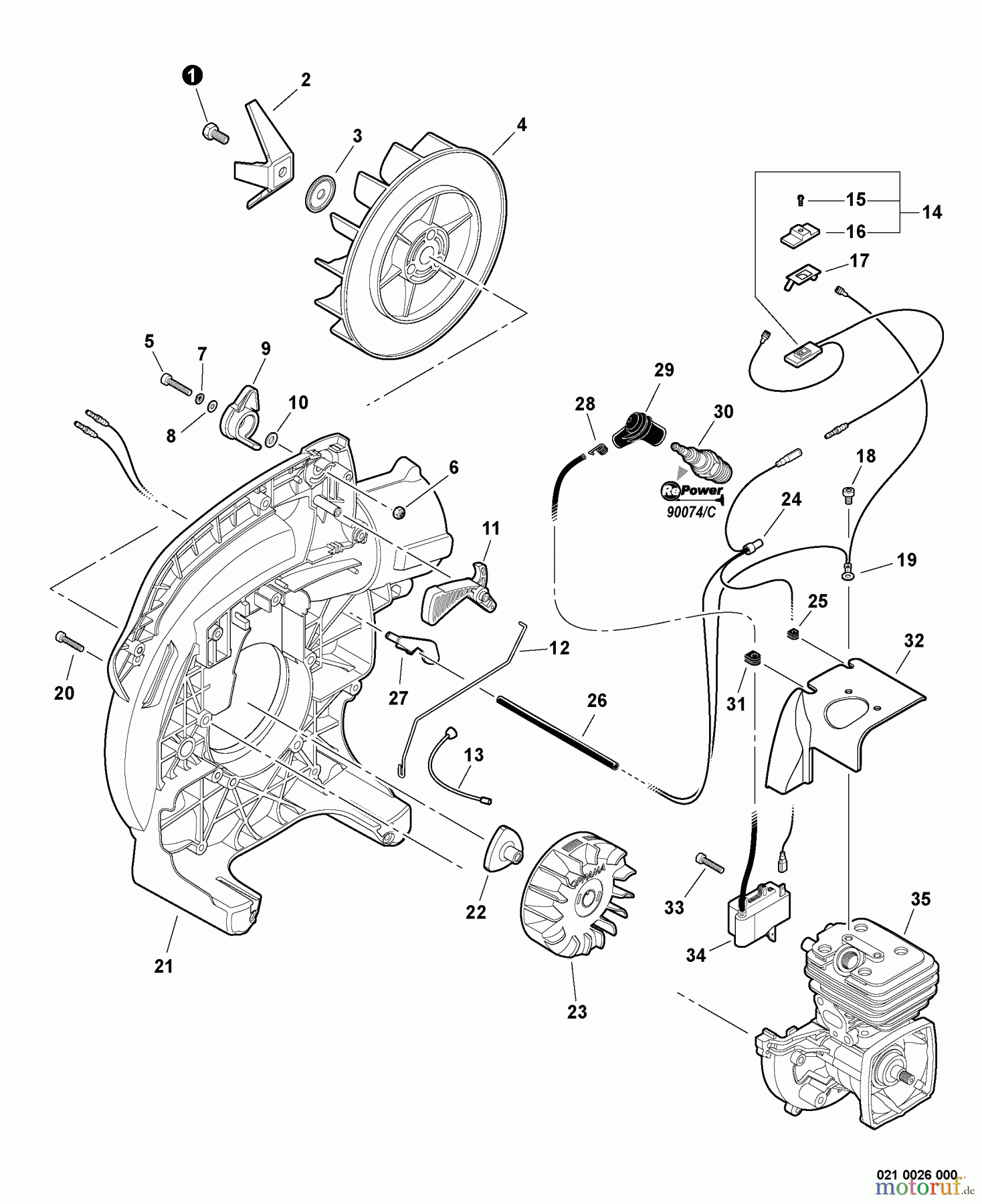 Echo Bläser / Sauger / Häcksler / Mulchgeräte ES-250 - Echo Shredder/Vacuum, S/N: P33711001001 - P33711999999 Fan, Ignition, Right Fan Cover S/N: P33711001001 - P33711150000