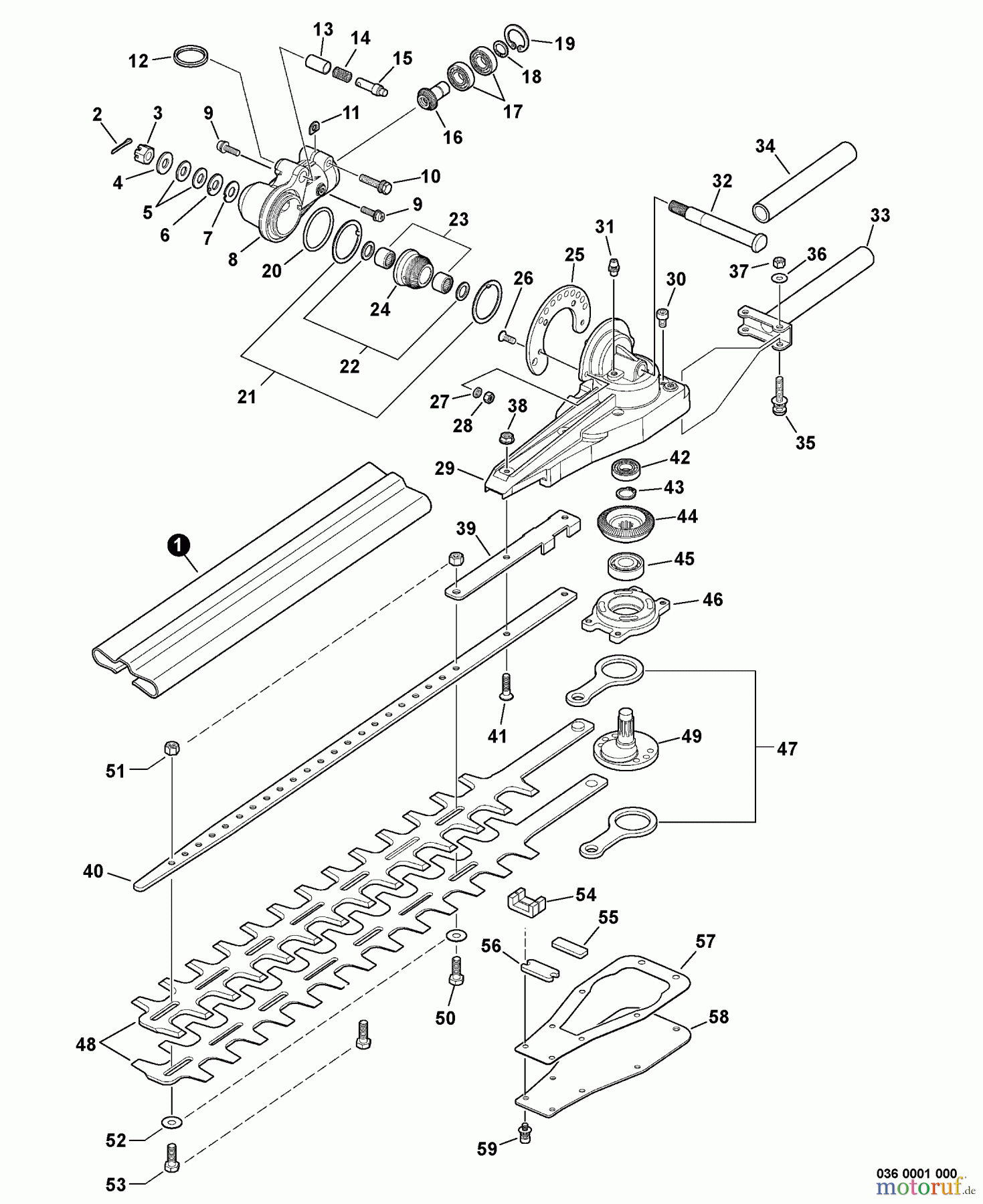 Echo Heckenscheren HCA-265 - Echo Hedge Trimmer, S/N: S84913001001 - S84913999999 Gear Case, Blades S/N: S84913001001 - S84913001270
