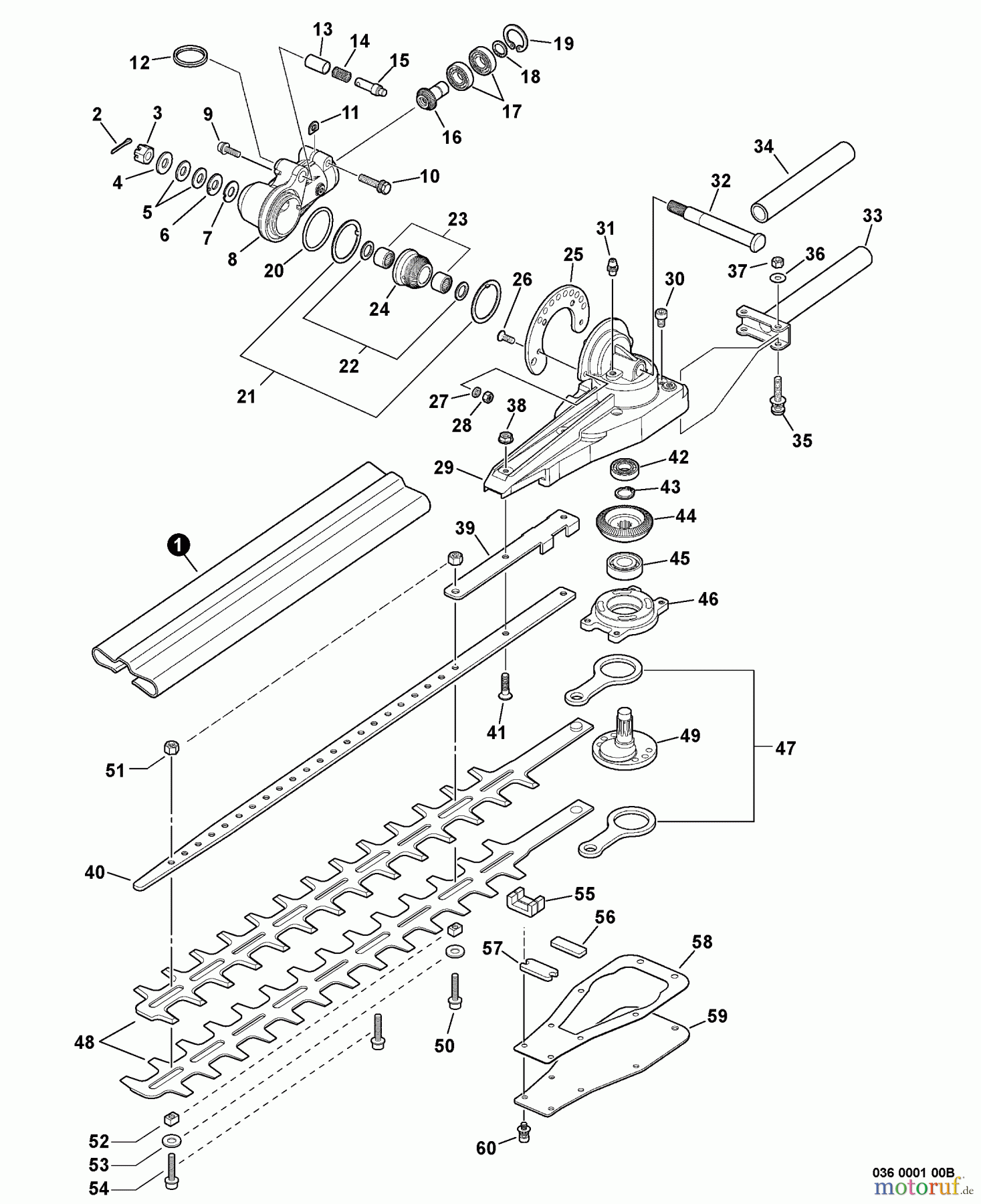 Echo Heckenscheren HCA-265 - Echo Hedge Trimmer, S/N: S71712001001 - S71712999999 Gear Case, Blades S/N: S71712001874 - S71712999999