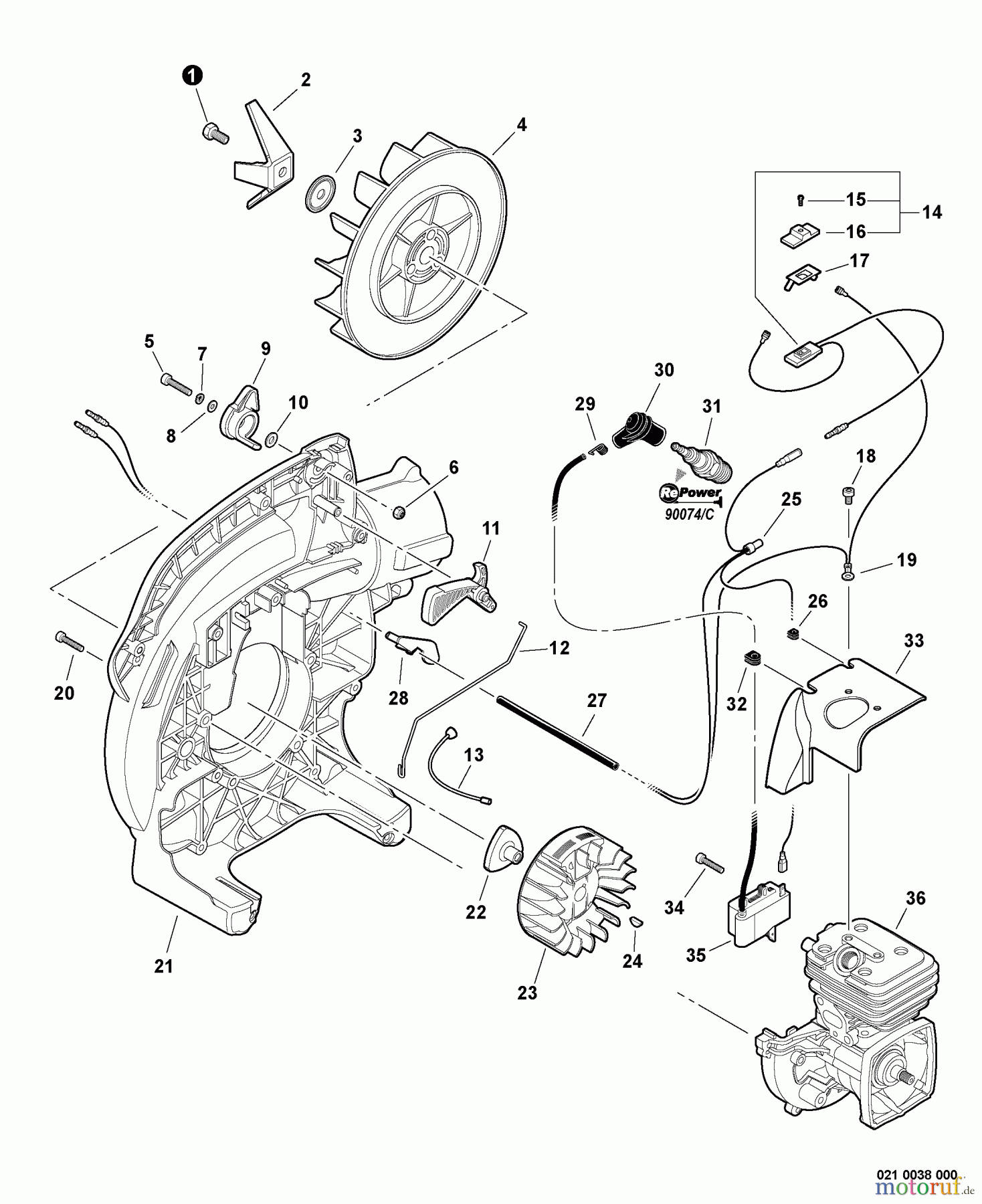 Echo Bläser / Sauger / Häcksler / Mulchgeräte ES-250 - Echo Shredder/Vacuum, S/N: P33711001001 - P33711999999 Fan, Ignition, Right Fan Cover S/N: P33711150001 - P33711999999