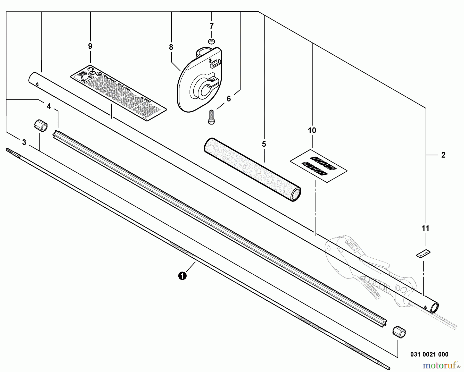 Echo Heckenscheren HCA-266 - Echo Hedge Trimmer, S/N: T43011001001 - T43011999999 Main Pipe Assembly, Driveshaft