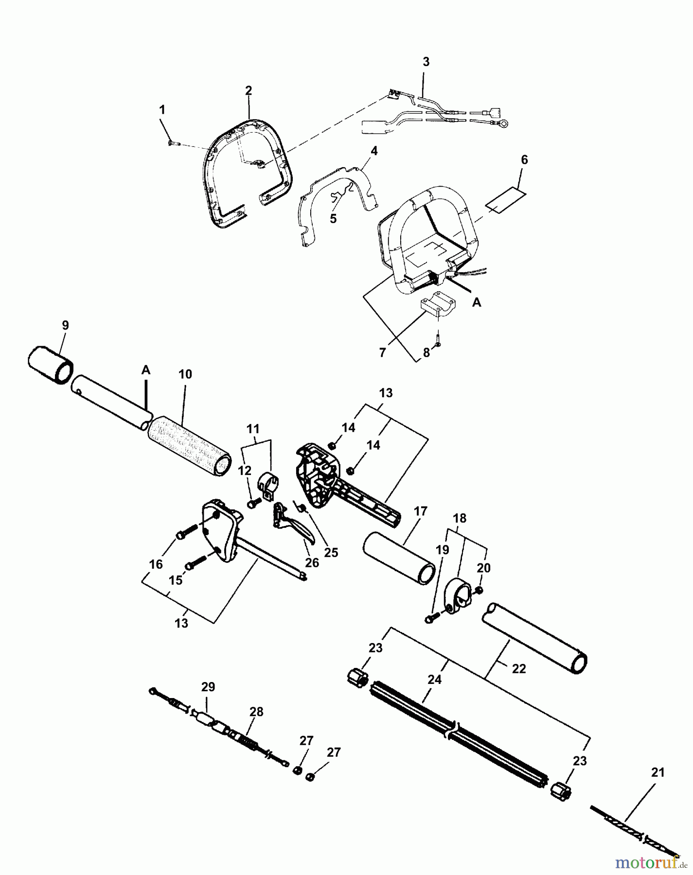 Echo Heckenscheren SHC-1700 - Echo Shaft Hedge Trimmer (Type 1E) Driveshaft, Handles, Throttle S/N: 501001 - 504767