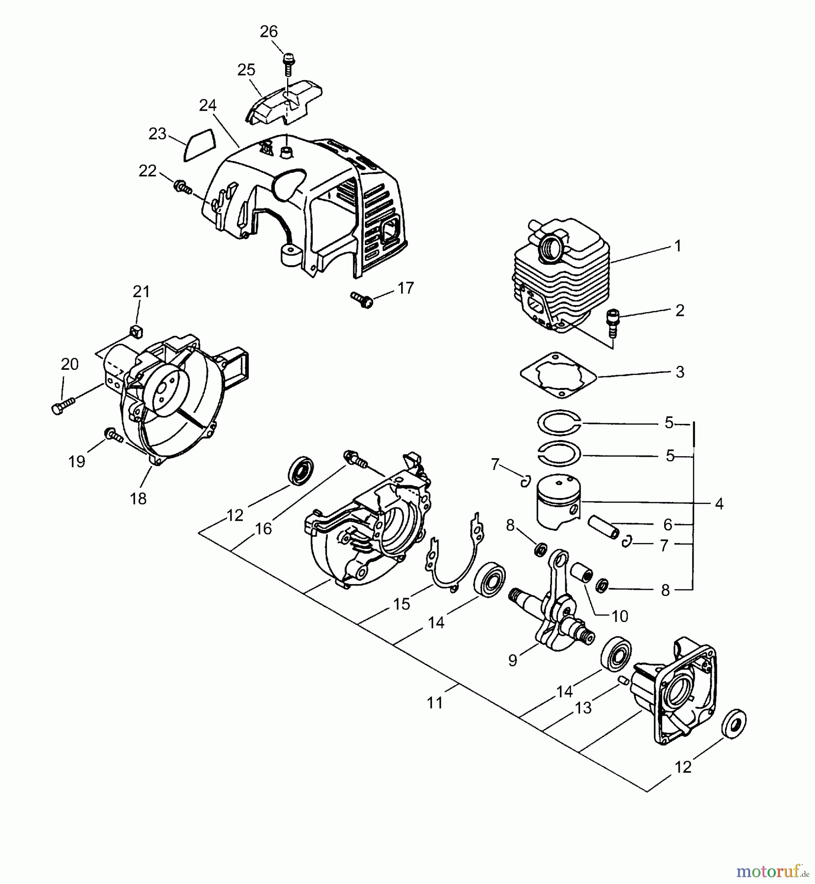 Echo Heckenscheren SHC-1700 - Echo Shaft Hedge Trimmer (Type 1) Engine, Fan Housing, Cover