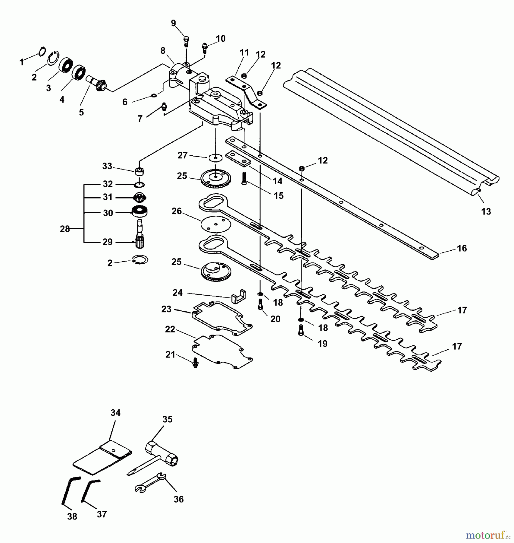 Echo Heckenscheren SHC-1700 - Echo Shaft Hedge Trimmer (Type 1E) Gearcase, Blades, Tools