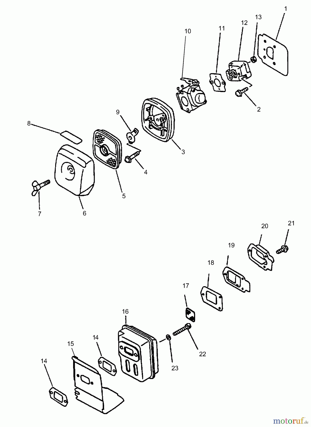 Echo Heckenscheren SHC-1700 - Echo Shaft Hedge Trimmer (Type 1E) Intake, Air Cleaner, Exhaust