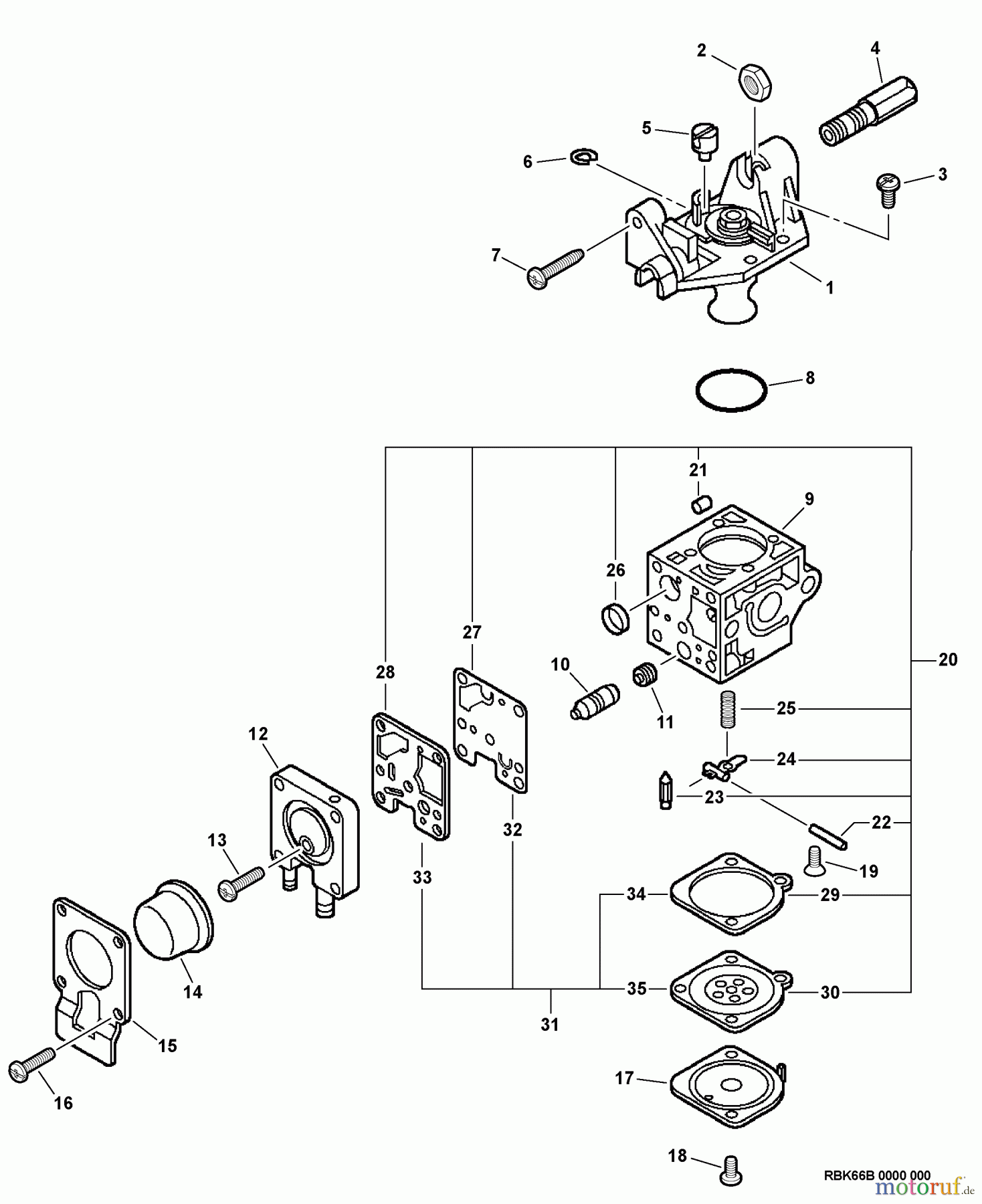 Echo Heckenscheren HC-151i - Echo Hedge Trimmer, S/N: 06001001 - 06999999 Carburetor -- RB-K66B S/N: 06001001 - 06001561