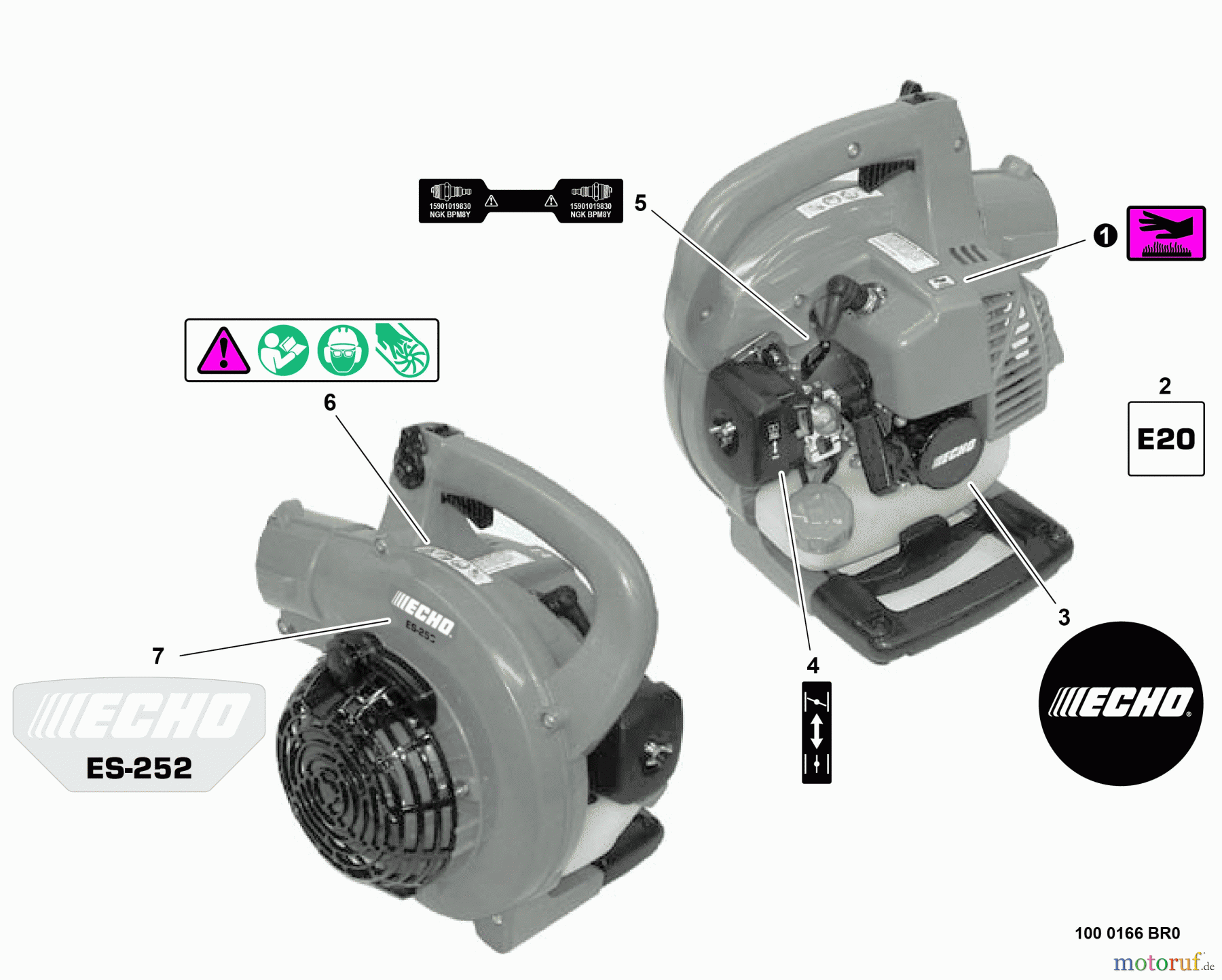 Echo Bläser / Sauger / Häcksler / Mulchgeräte ES-252 S/N: P39826001001 - P39826999999 Labels
