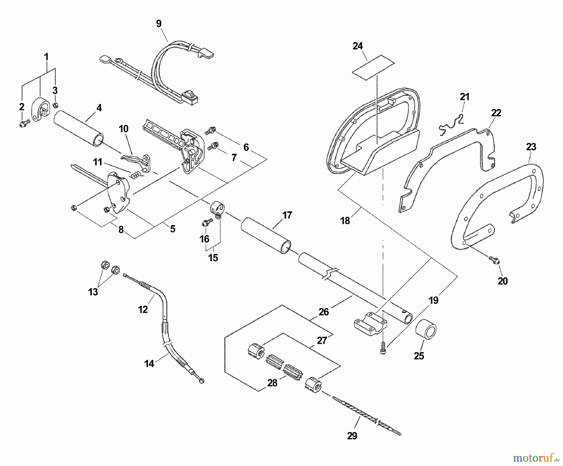  Echo Heckenscheren SHC-2100 - Echo Shaft Hedge Trimmer (Type 1E) Driveshaft, Ignition Switch, Throttle Cable  S/N: 501001 - 506455