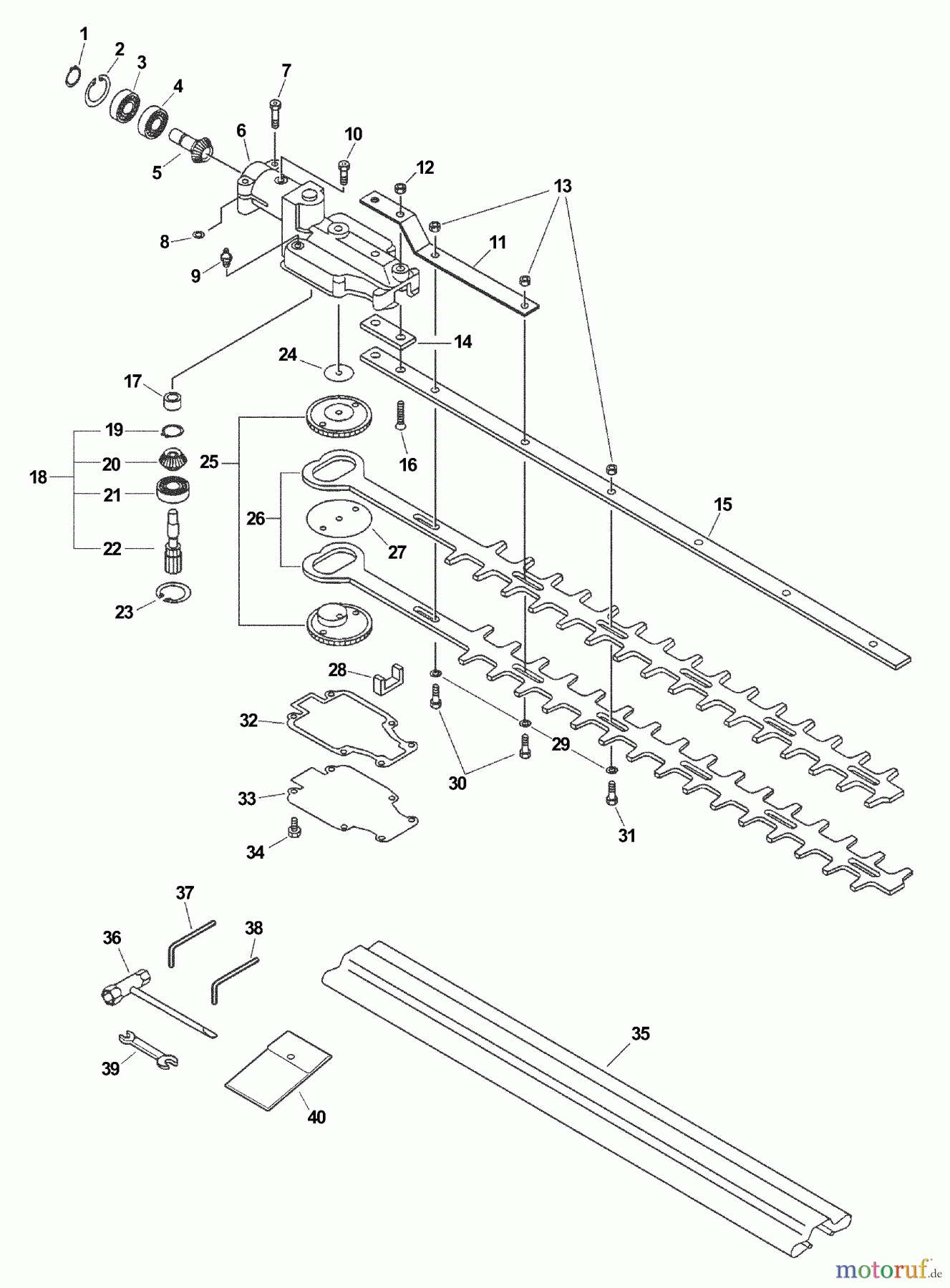 Echo Heckenscheren SHC-2100 - Echo Shaft Hedge Trimmer (Type 1) Gearcase, Blades, Tools  S/N: 001001 - 0511440