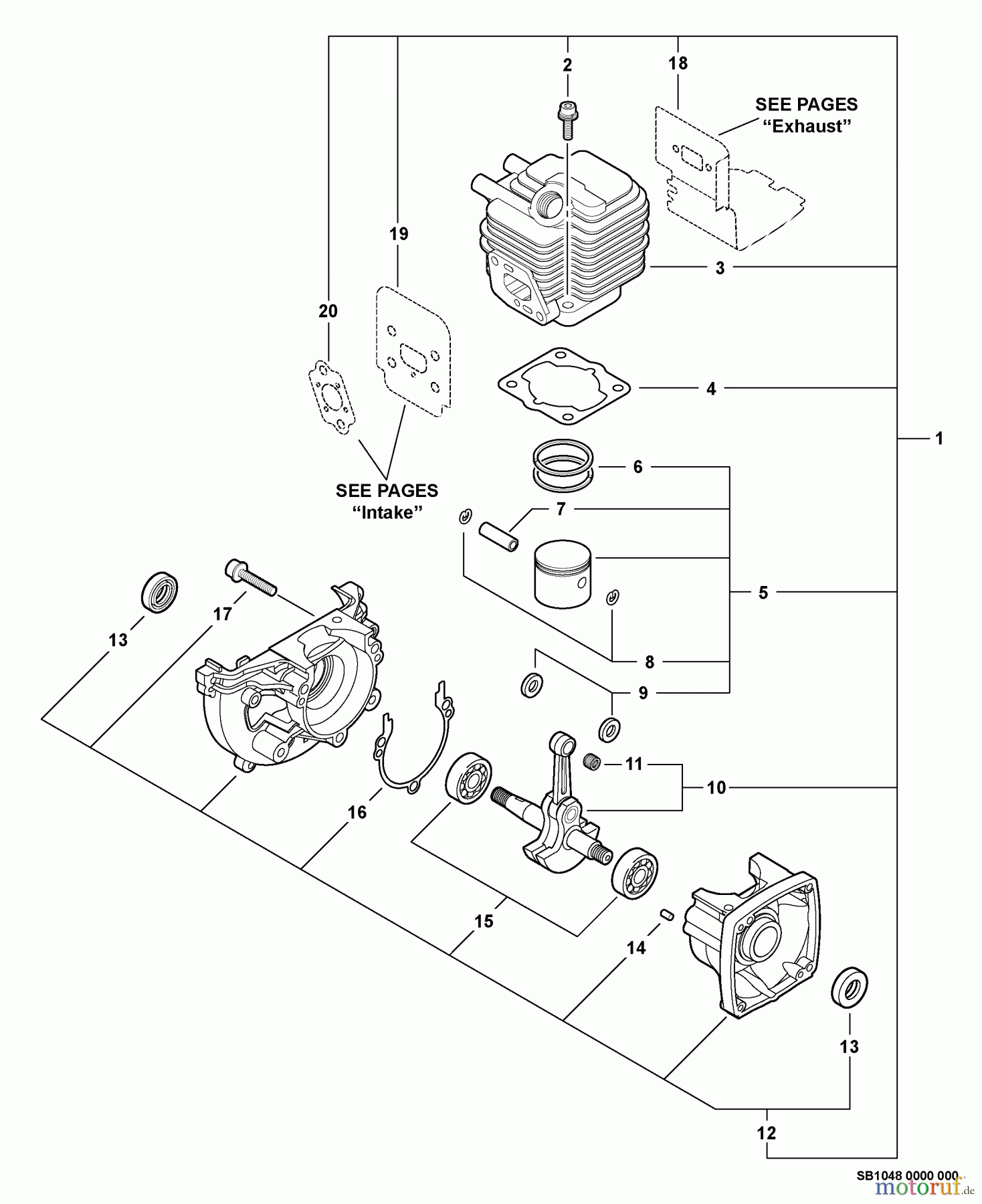 Echo Trimmer, Faden / Bürste SRM-211 - Echo String Trimmer, S/N:02001001 - 02999999 Engine, Short Block -- SB1048