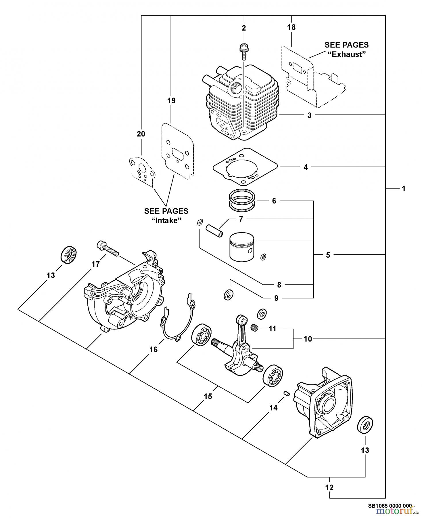 Echo Trimmer, Faden / Bürste GT-200R - Echo String Trimmer, S/N: 05001001 - 05999999 Engine, Short Block -- SB1065