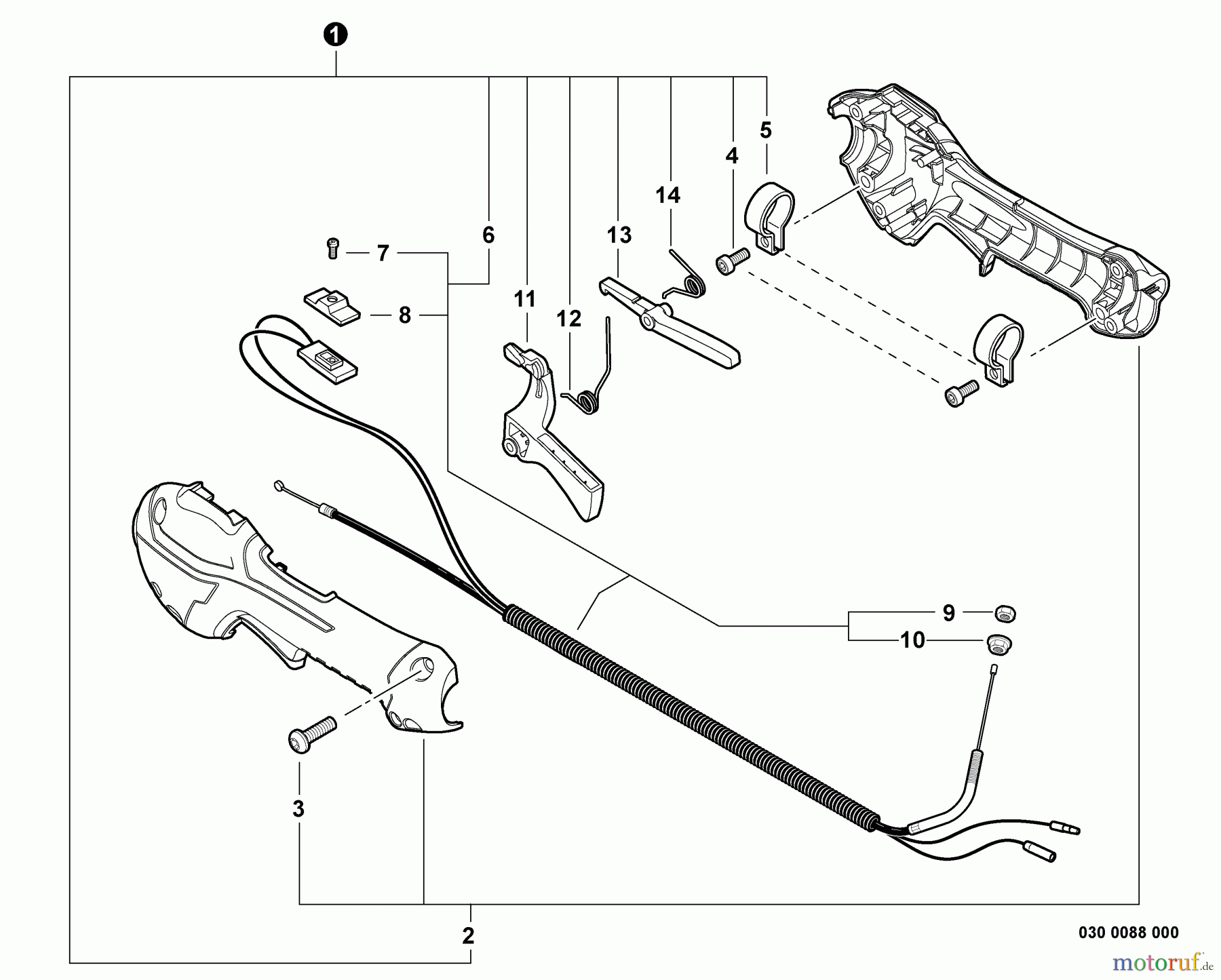 Echo Hochentaster PPF-225 - Echo Pole Saw / Pruner, S/N: S63212001001 - S63212999999 Control Handle, Control Cable Assembly S/N: S63212032107 - S63212999999