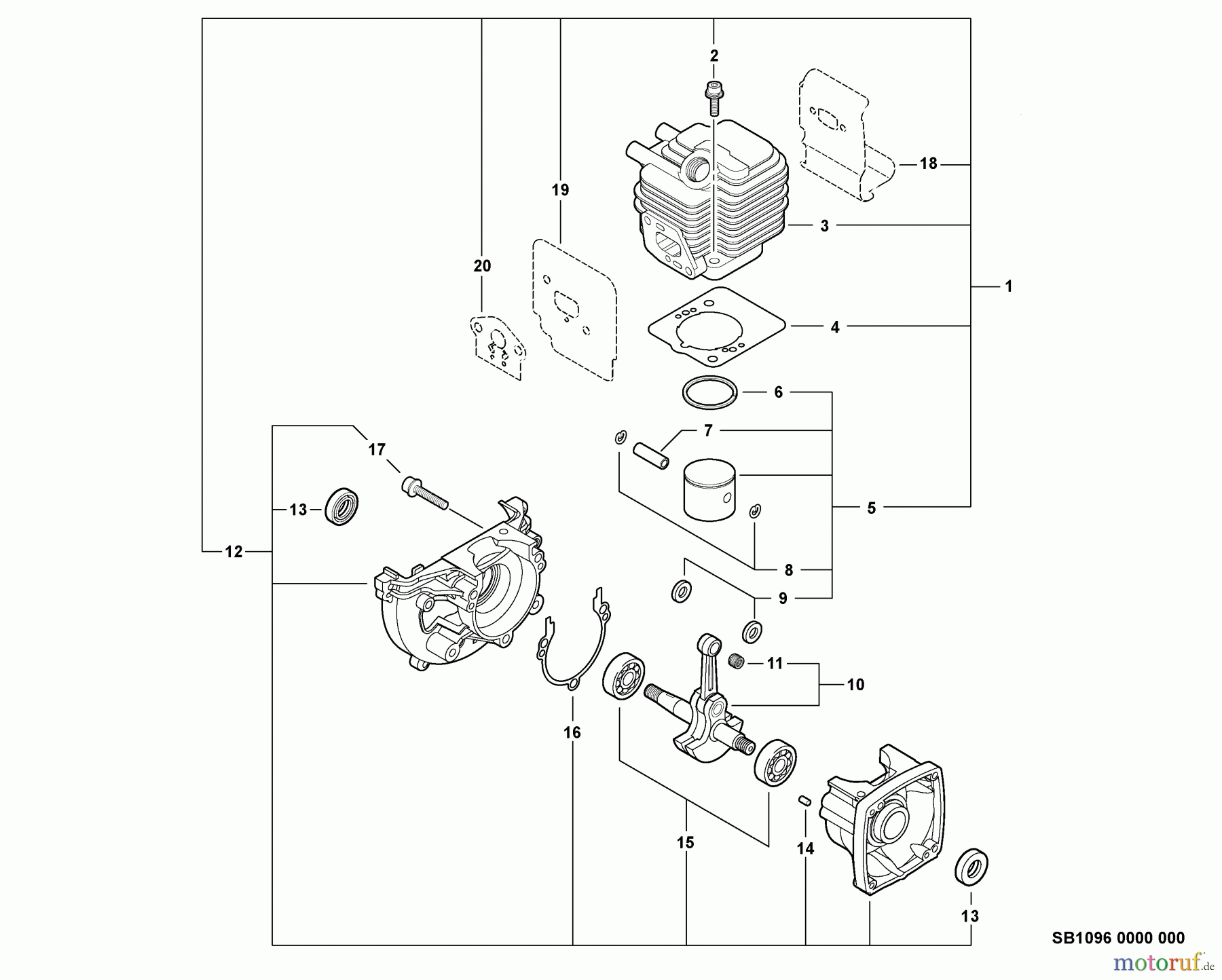 Echo Heckenscheren SHC-225S - Echo Shaft Hedge Trimmer, S/N: S86213001001 - S86213999999 Engine, Short Block -- SB1096