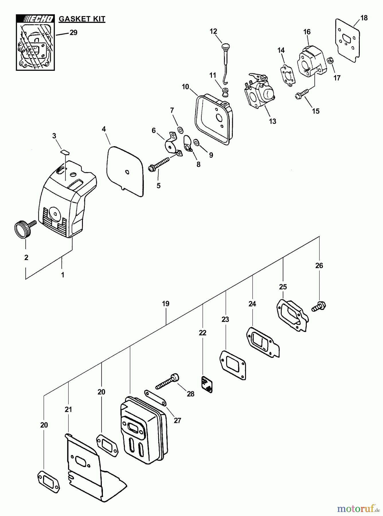  Echo Heckenscheren SHC-2400 - Echo Shaft Hedge Trimmer (Type 1) Intake, Exhaust