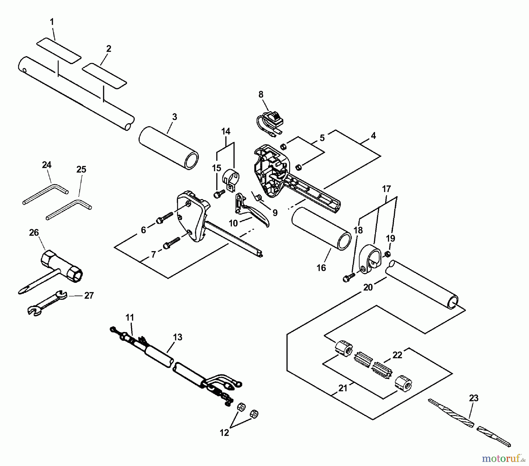 Echo Heckenscheren SHC-2400 - Echo Shaft Hedge Trimmer (Type 1) Main Pipe, Handle, Switch, Throttle Cable, Driveshaft, Tools